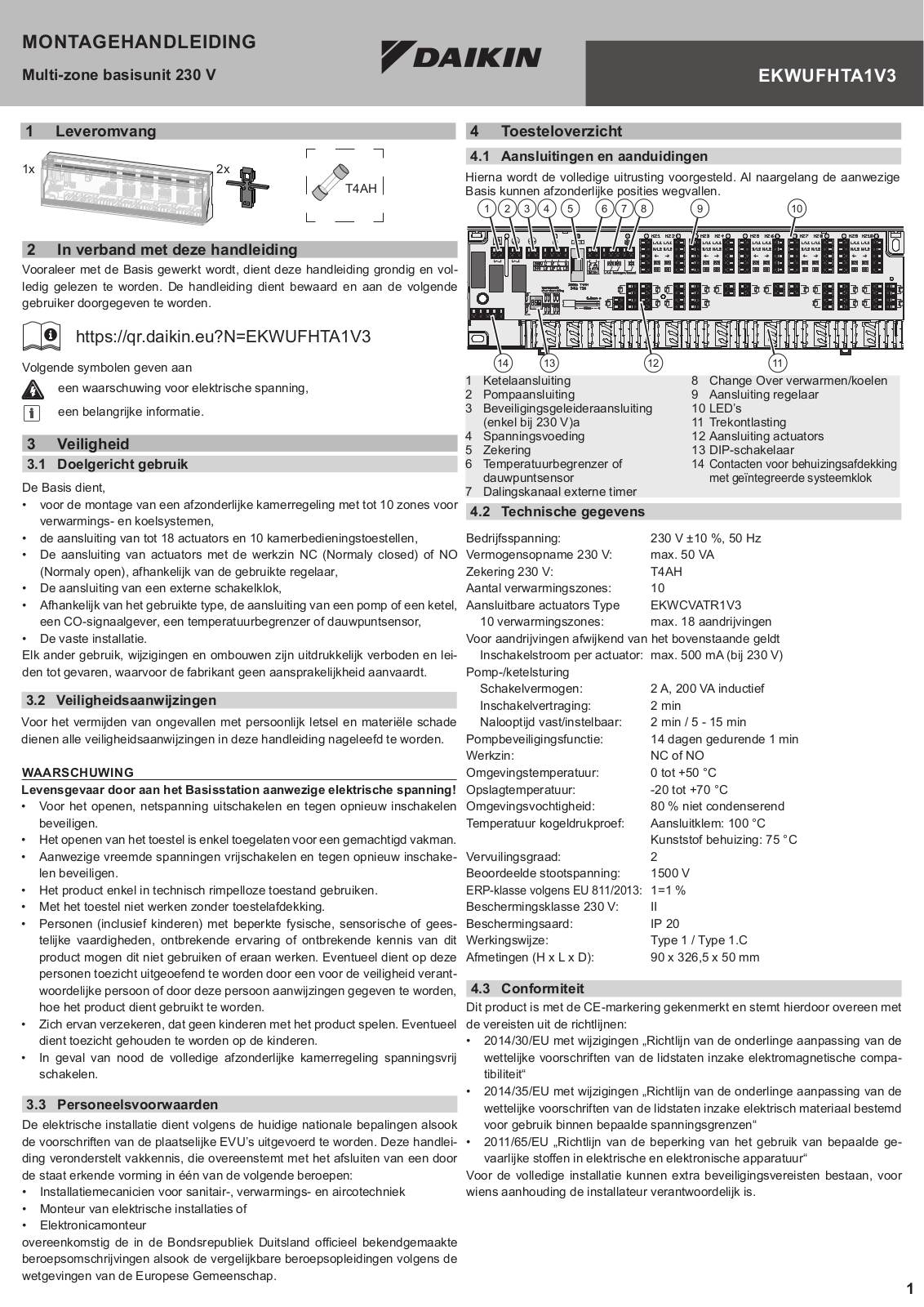 Daikin EKWUFHTA1V3 Installation manuals