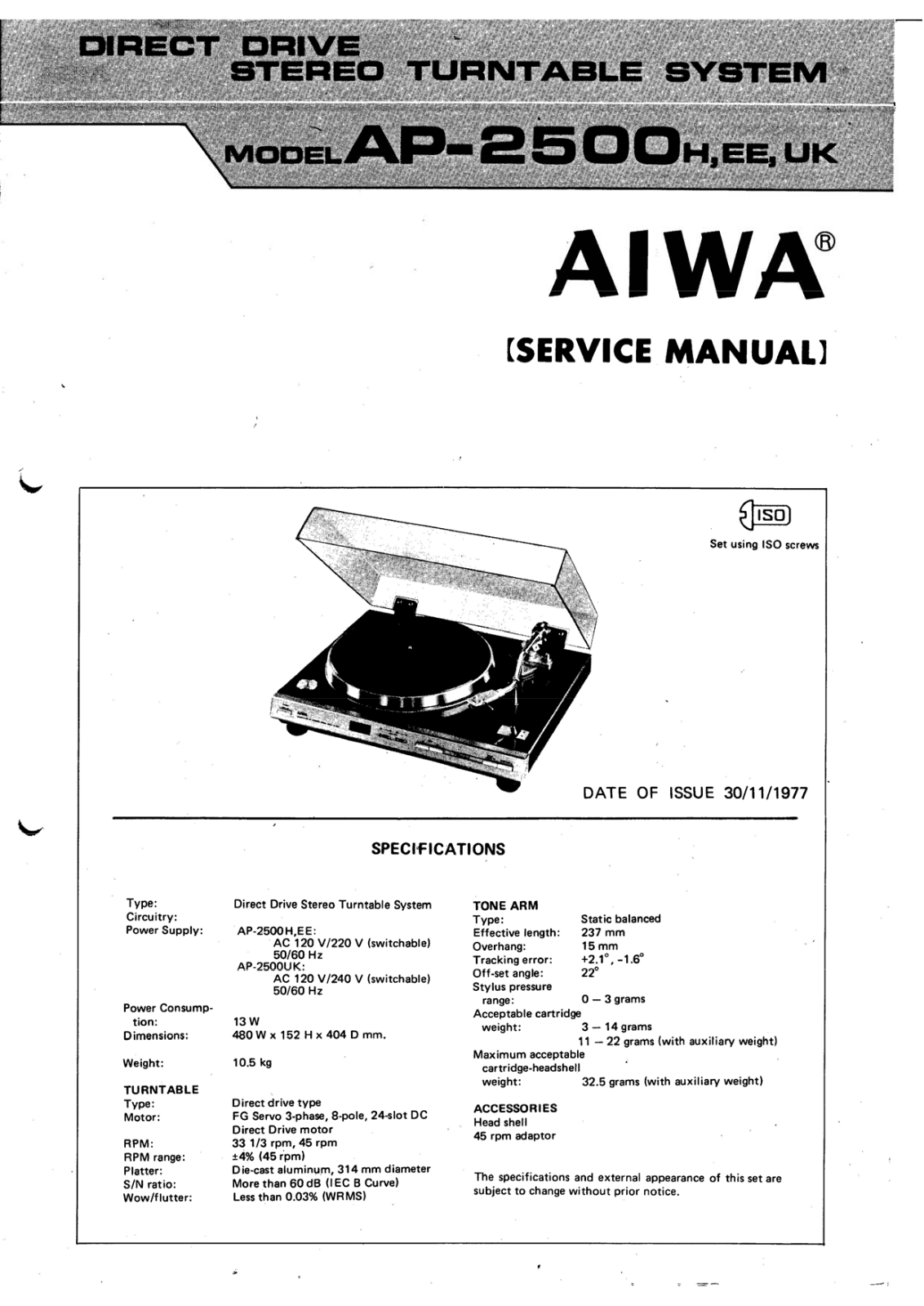 Aiwa AP-2500 Service Manual