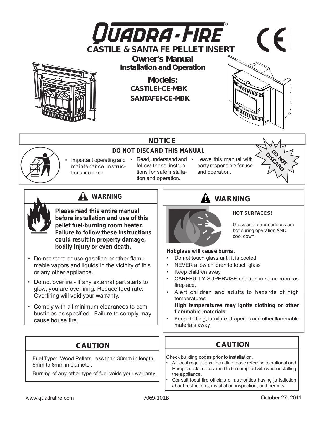 Quadra-Fire CASTILEI-CE-MBK, SANTAFEI-CE-MBK User Manual