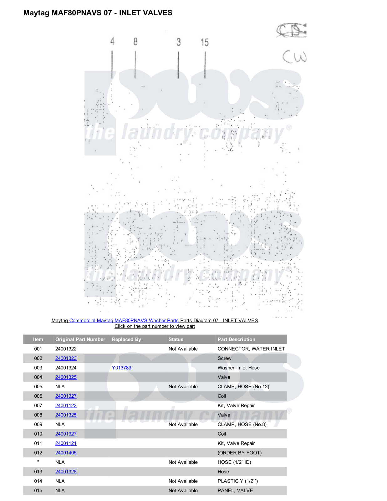 Maytag MAF80PNAVS Parts Diagram