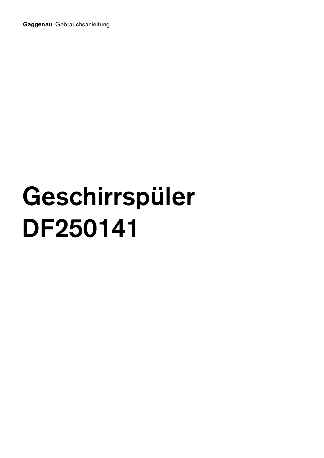 Gaggenau DF 250 141 operation manual