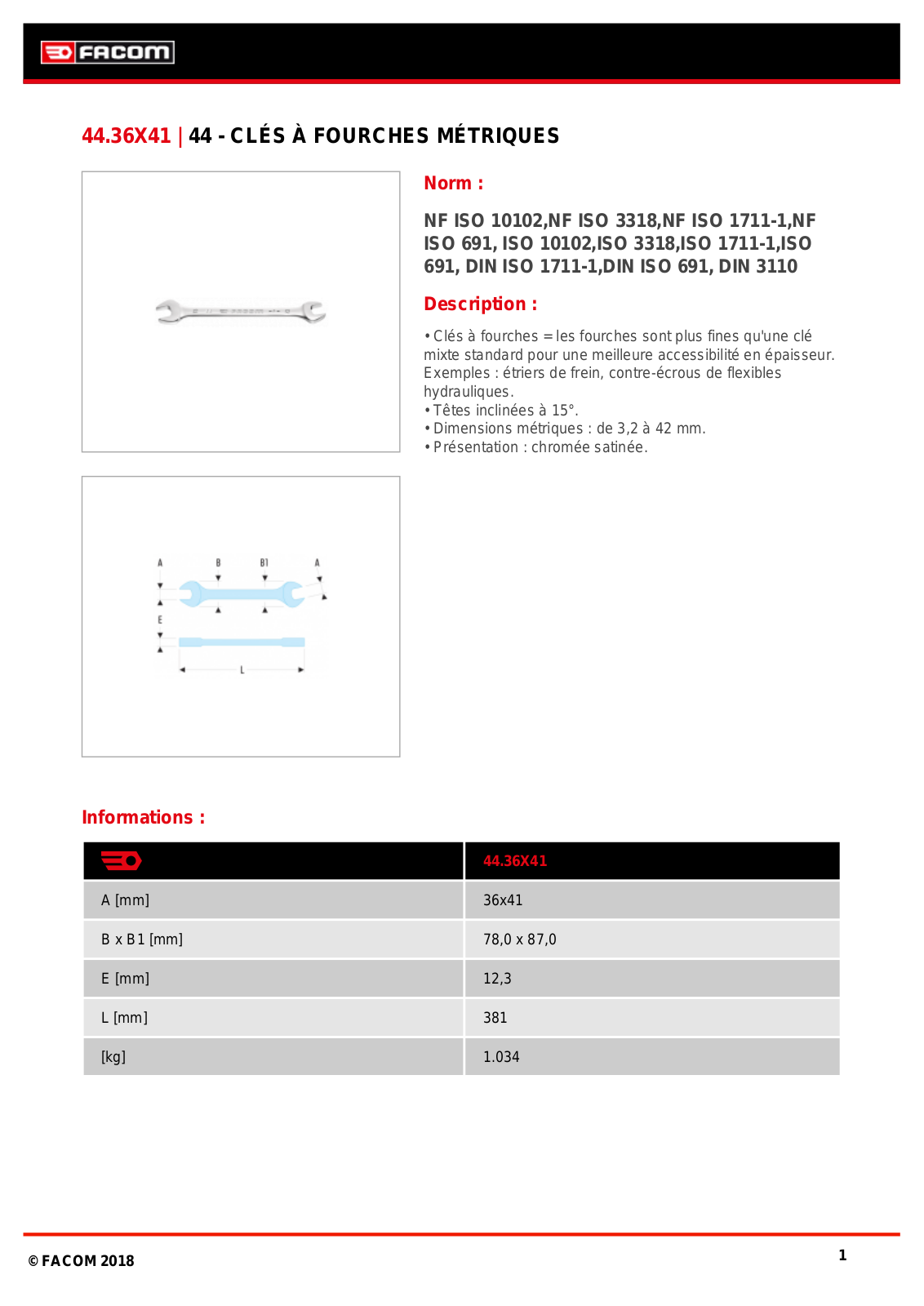 Facom 44.36X41 Specification - ManualMachine.com