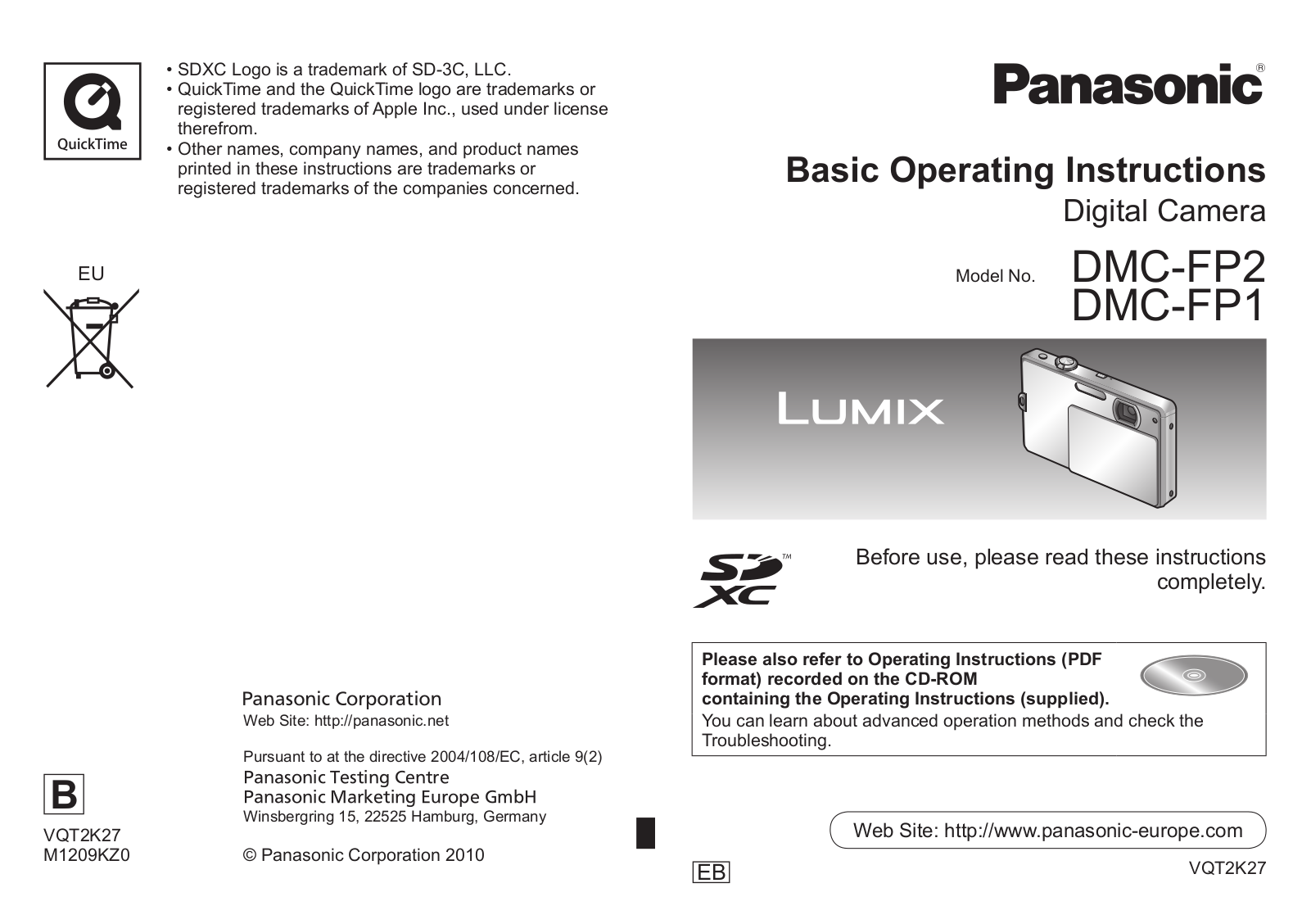 Panasonic LUMIX DMC-FP1, LUMIX DMC-FP2 Operating Instructions