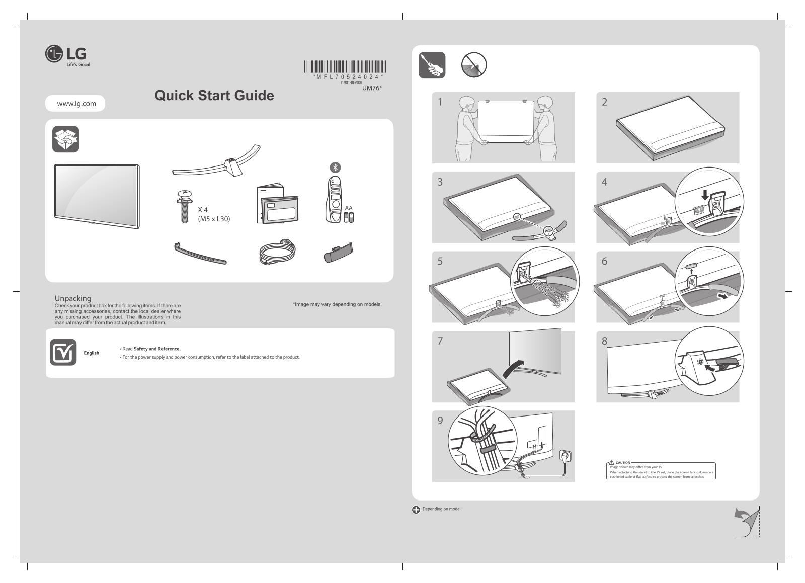 LG 55UM7600PTA QUICK SETUP GUIDE