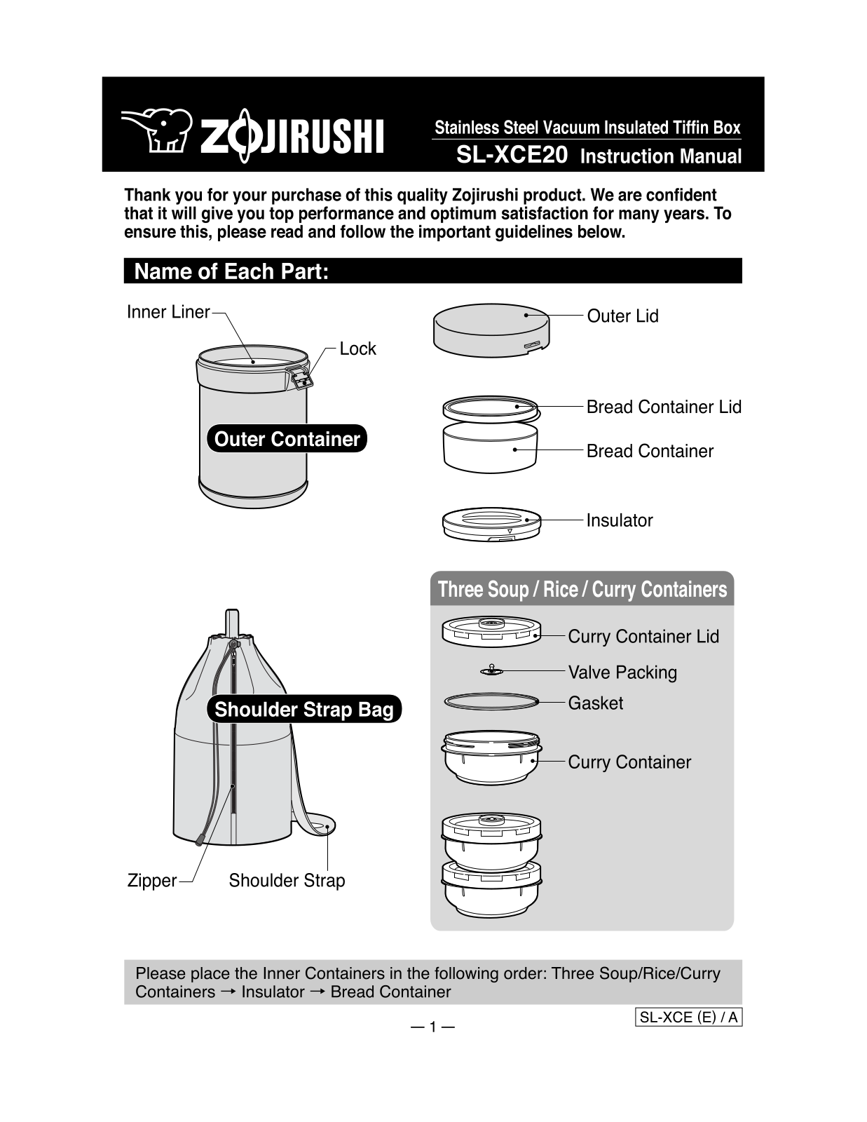 Zojirushi SL-XCE20 Owner's Manual