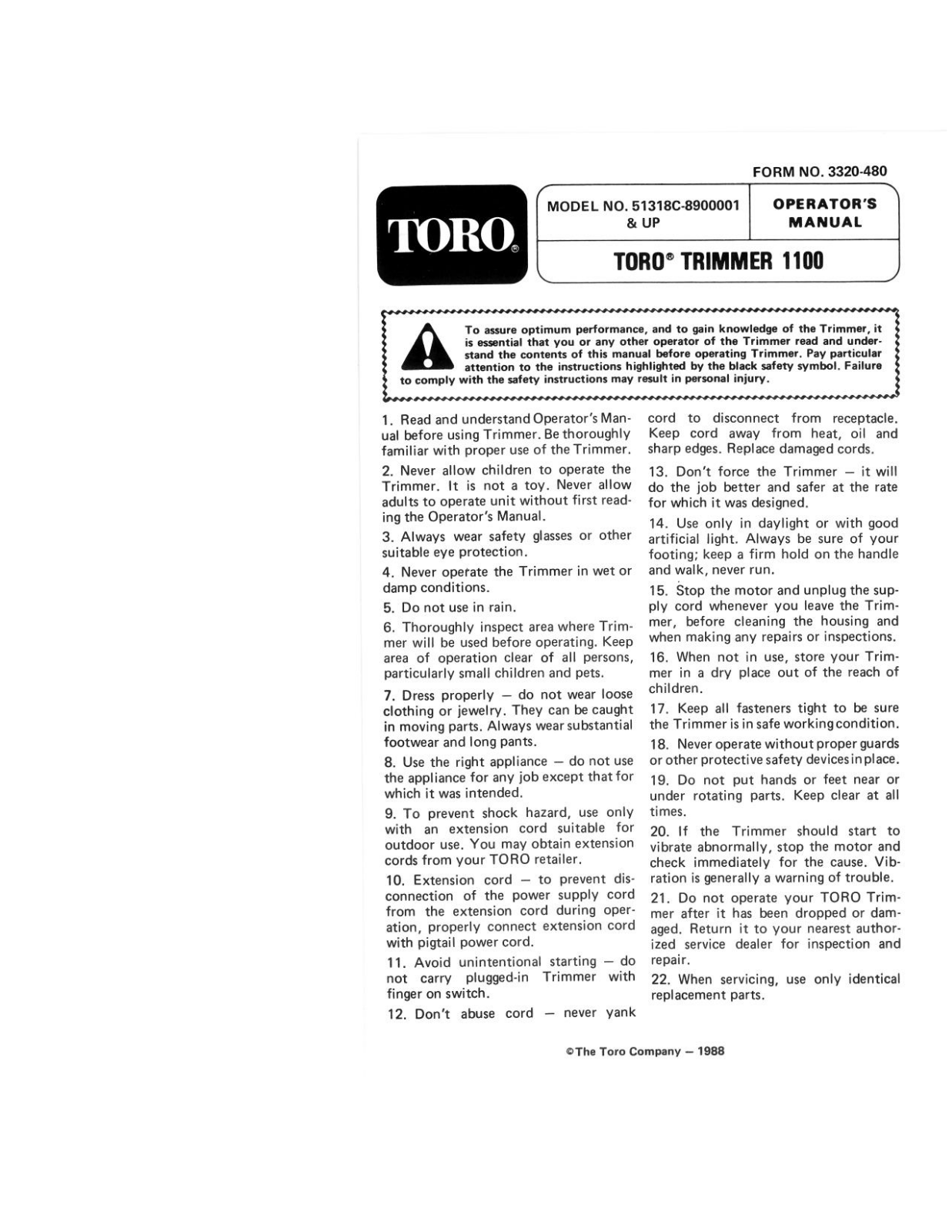 Toro 51318C Operator's Manual