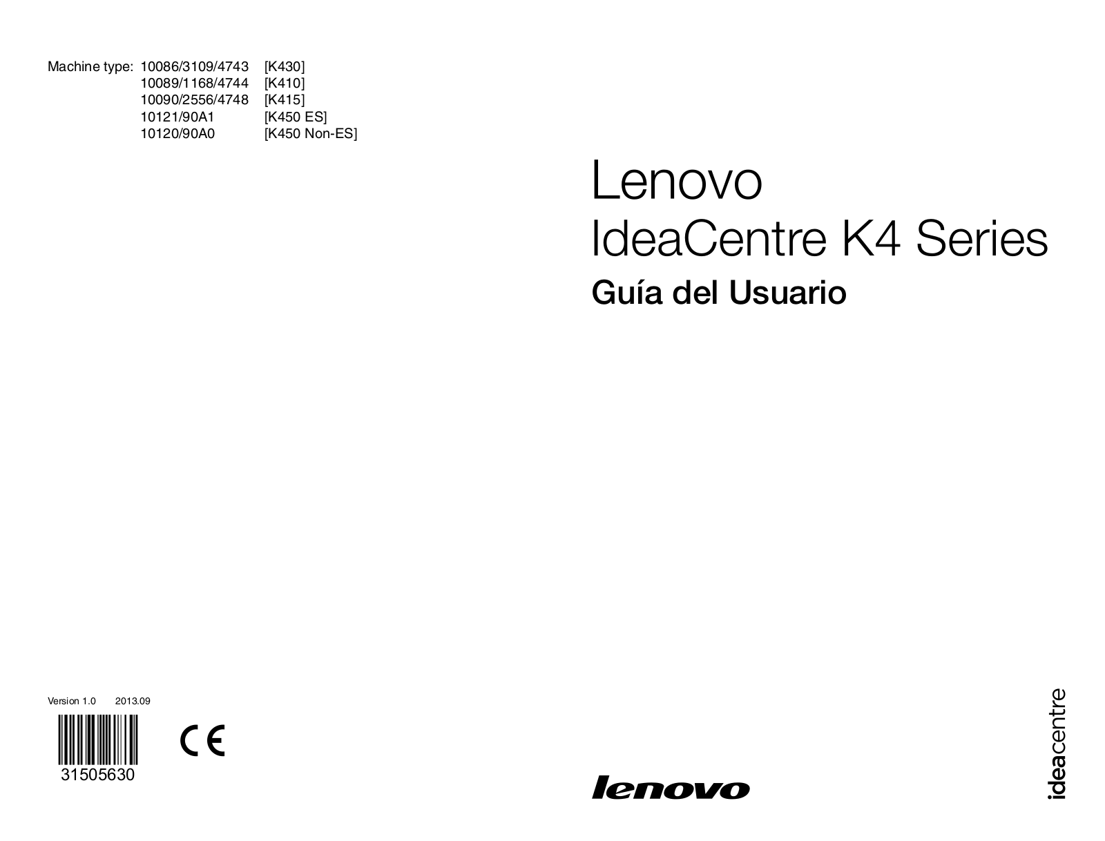 Lenovo 10086-3109-4743 [K430], K430, 10089-1168-4744 [K410], K410, 10090-2556-4748 [K415] User Manual