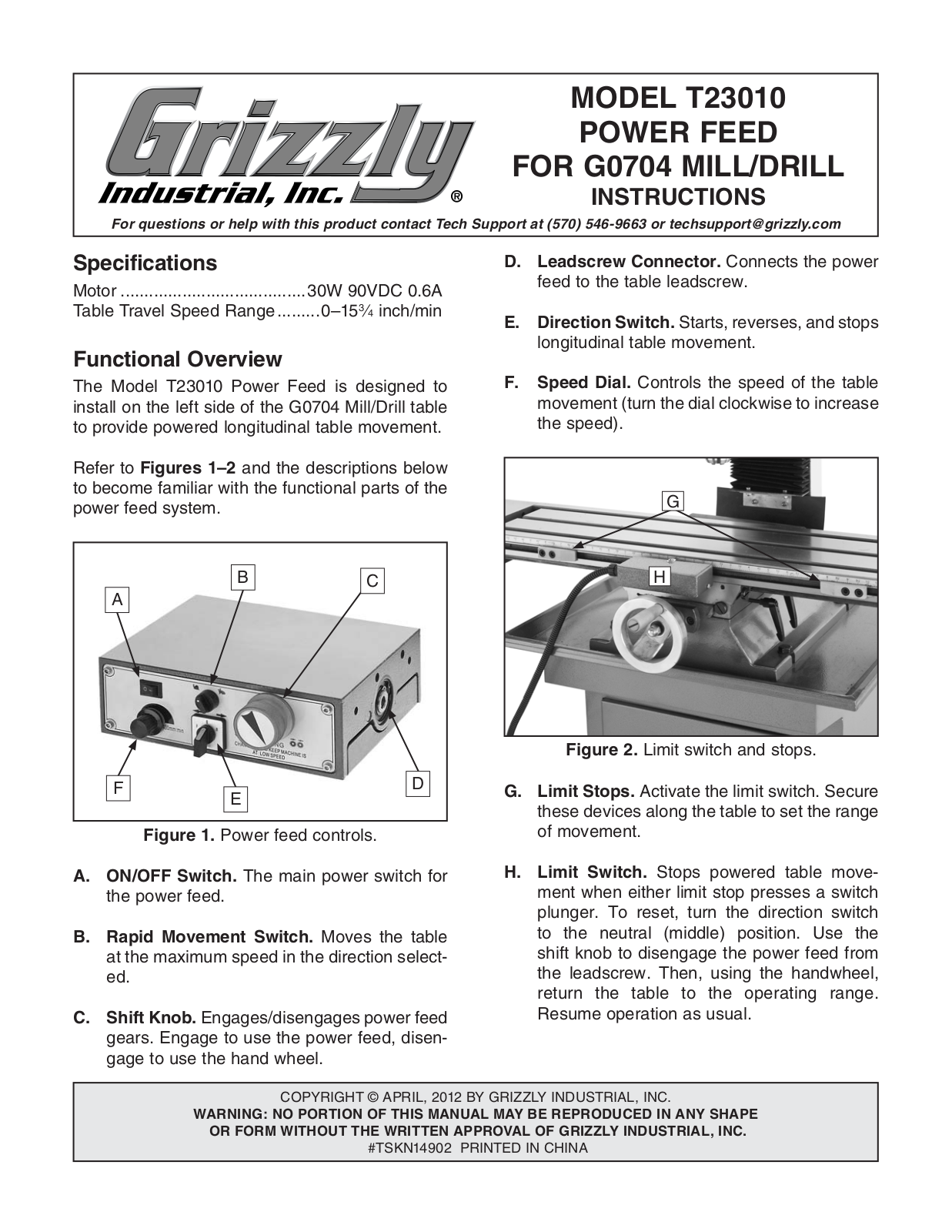 Grizzly T23010 User Manual