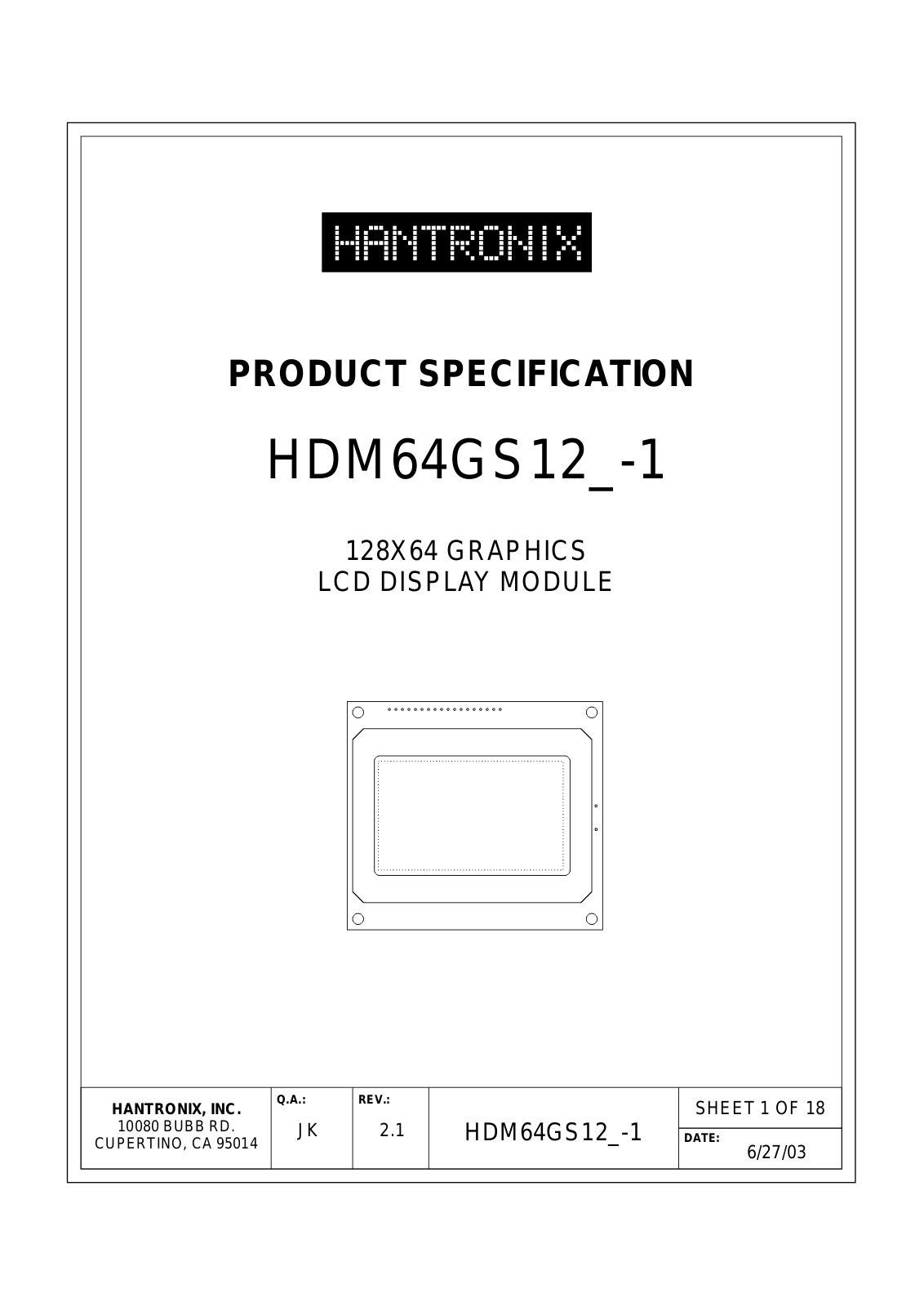 HANTRONIX HDM64GS12-1 Datasheet