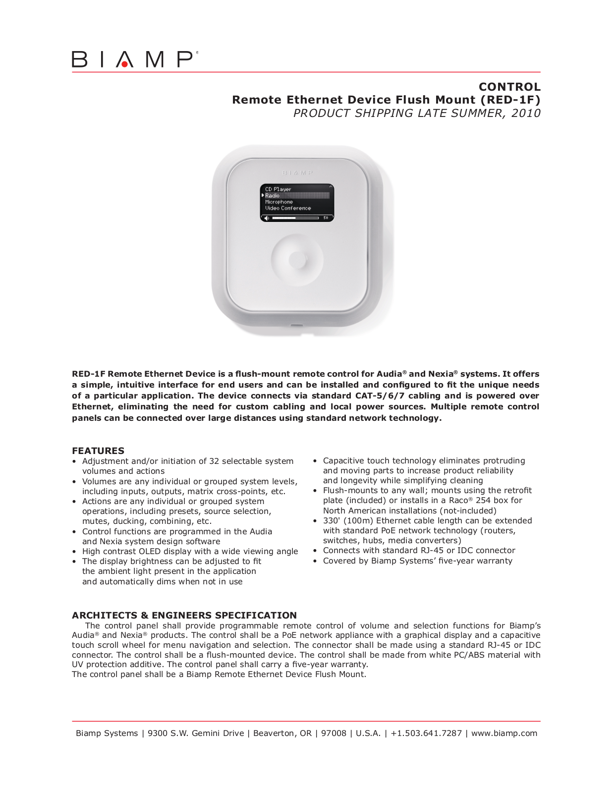 Biamp RED-1F User Manual