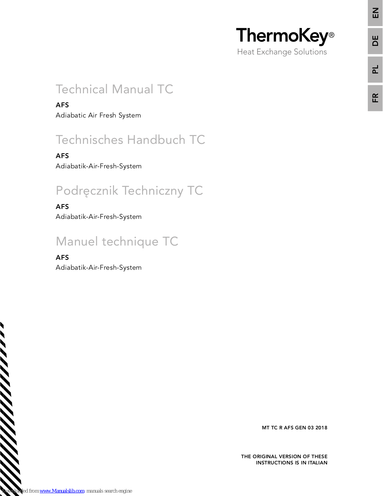 ThermoKey MINIJUMBO N, JGH2810CN, MINIJUMBO Z, SJGH2890C, JGH2510CZ Technical Manual