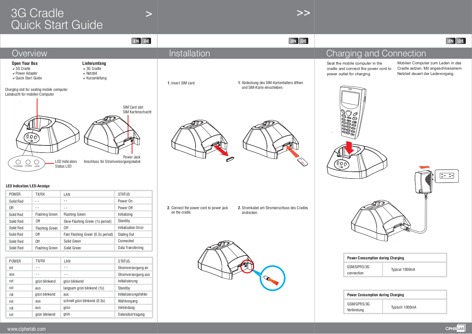 CipherLab 3G Cradle Quick Start Manual