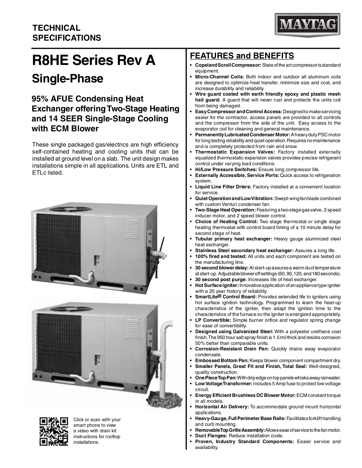 Maytag R8HE Technical Literature