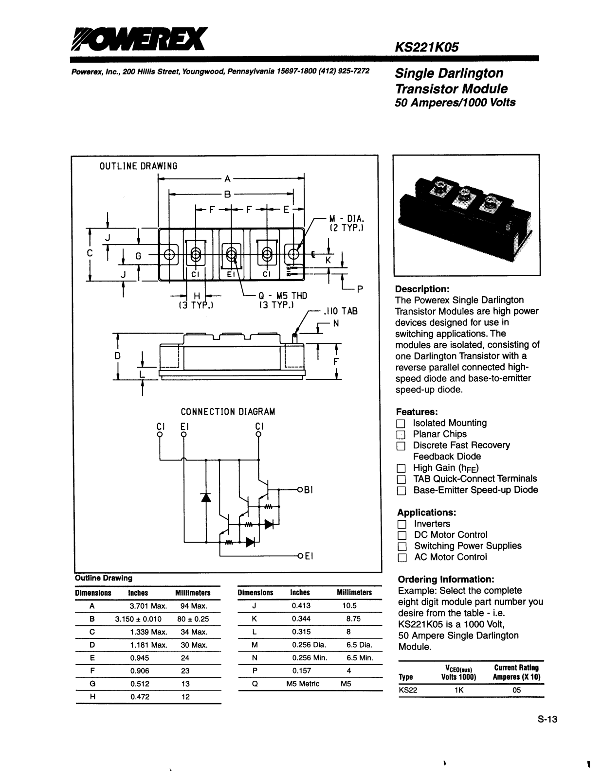 POWEREX KS221K05 Datasheet