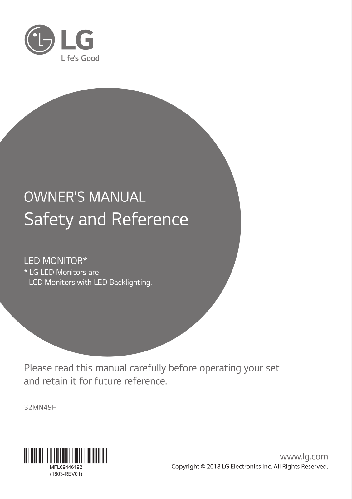 LG 32MN49H-PT Owner’s Manual