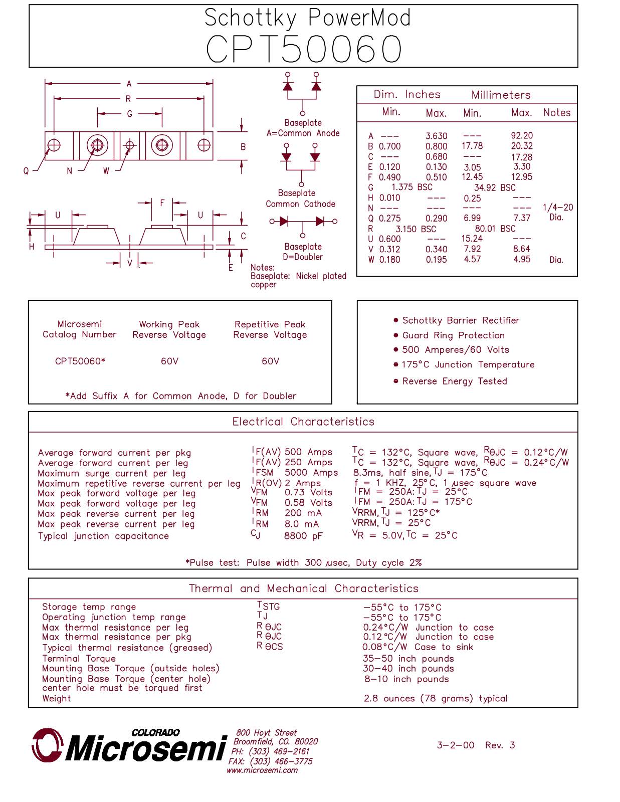 Microsemi Corporation CPT50060 Datasheet