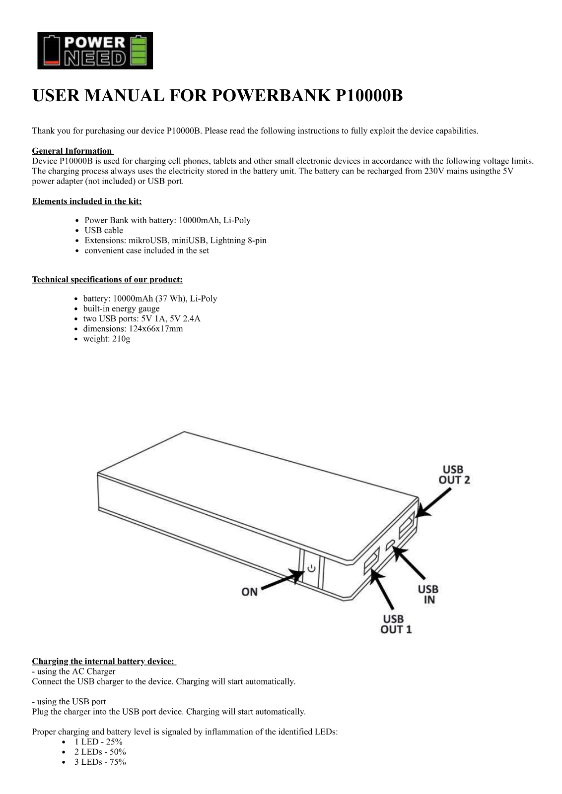POWERNEED P10000B User guide - ManualMachine.com