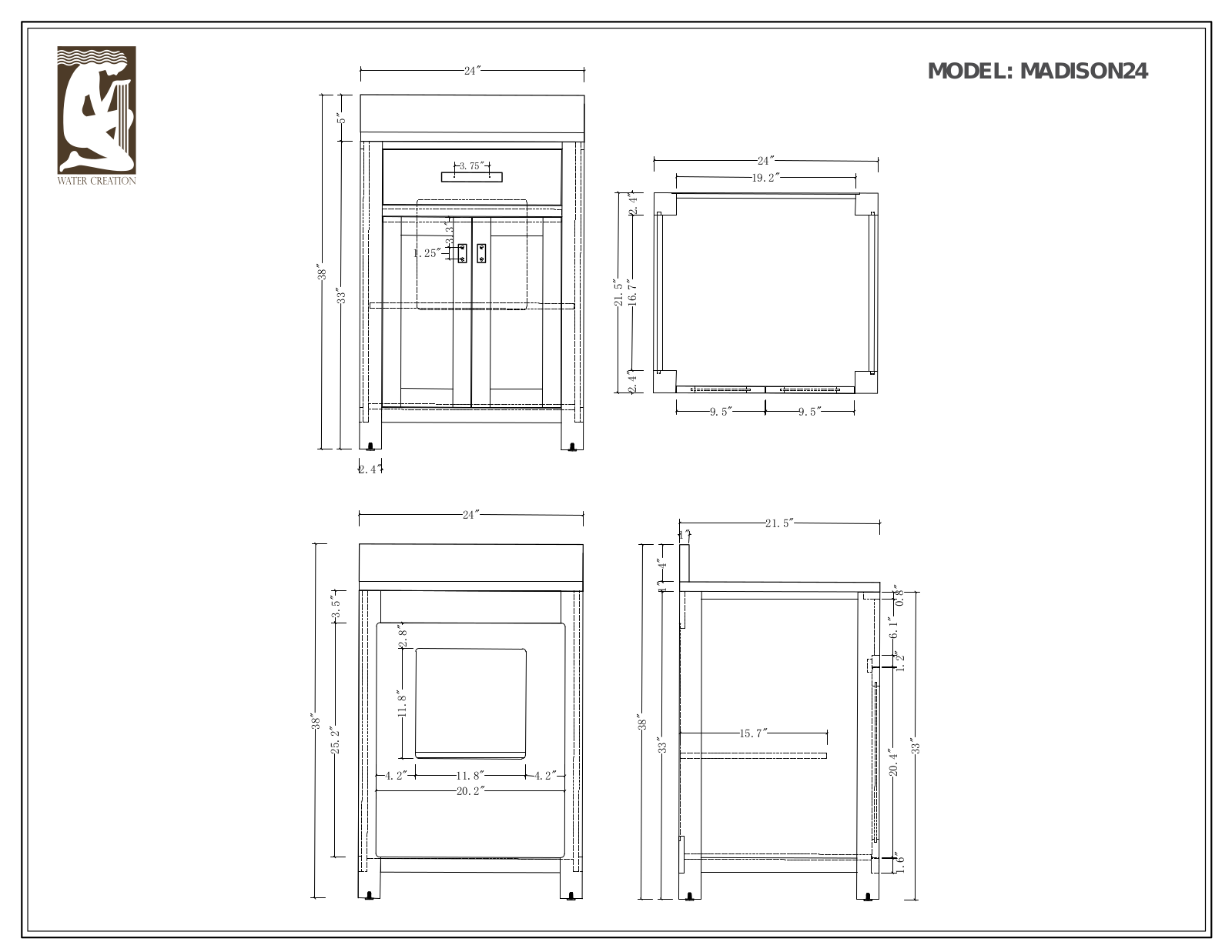 Water Creation VMI024CWMB00, VMI024CWMB33, VMI024CWMB01, VMI024CWMB42 Specifications