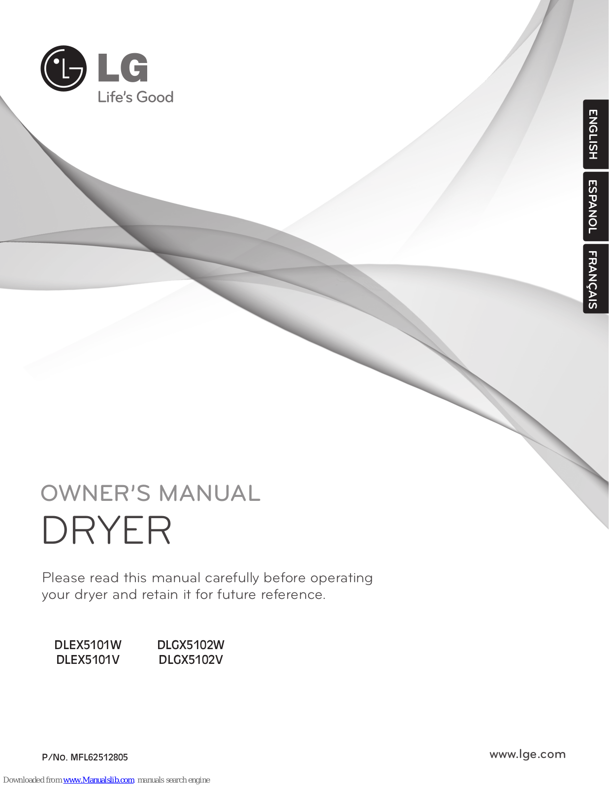 LG DLEX5101V, DLEX5101W, DX5102V, DLGX5102W, DLGX5102V Owner's Manual