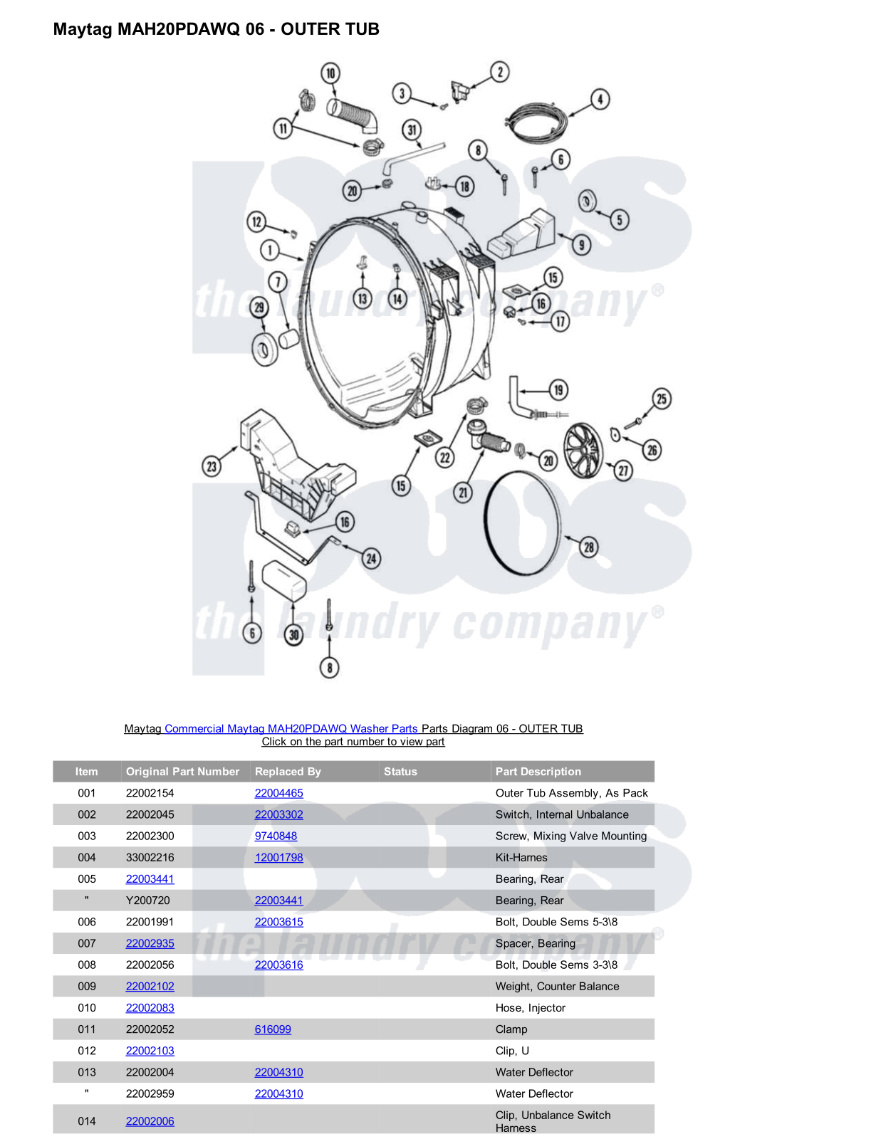 Maytag MAH20PDAWQ Parts Diagram