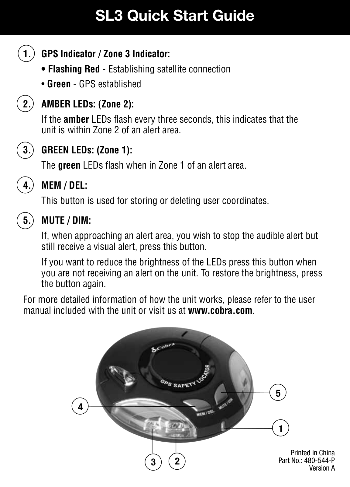 Cobra Electronics AURA SL3 User Manual