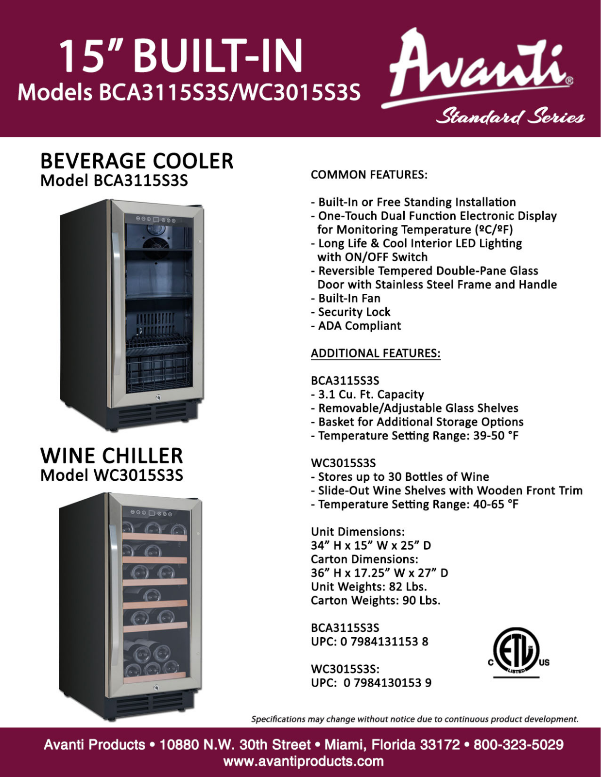 Avanti Products AVA1457 Specifications - ManualMachine.com
