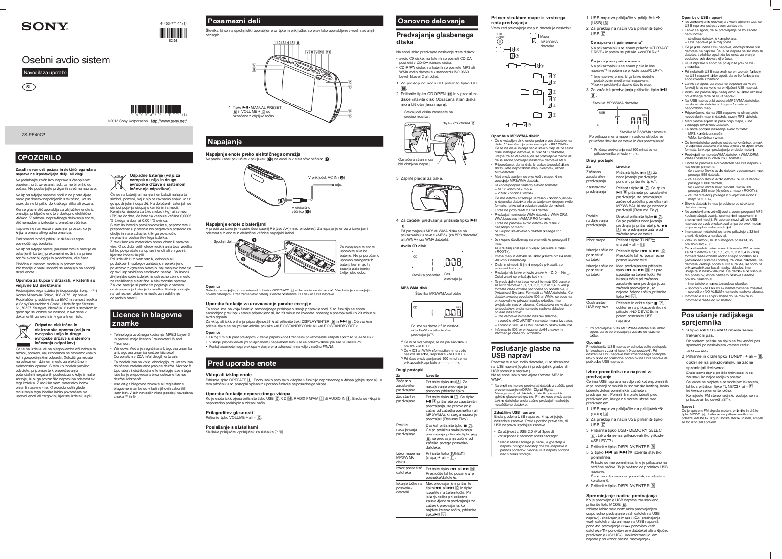 Sony ZS-PE40CP User Manual