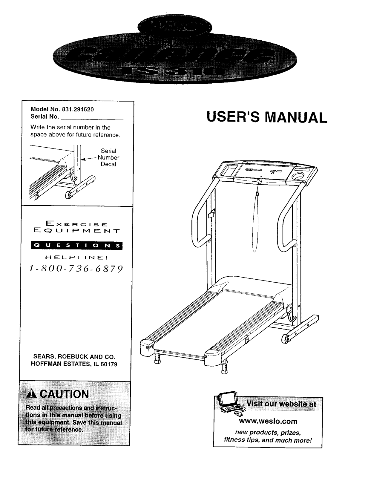 Weslo 831.29462 User Manual - ManualMachine.com