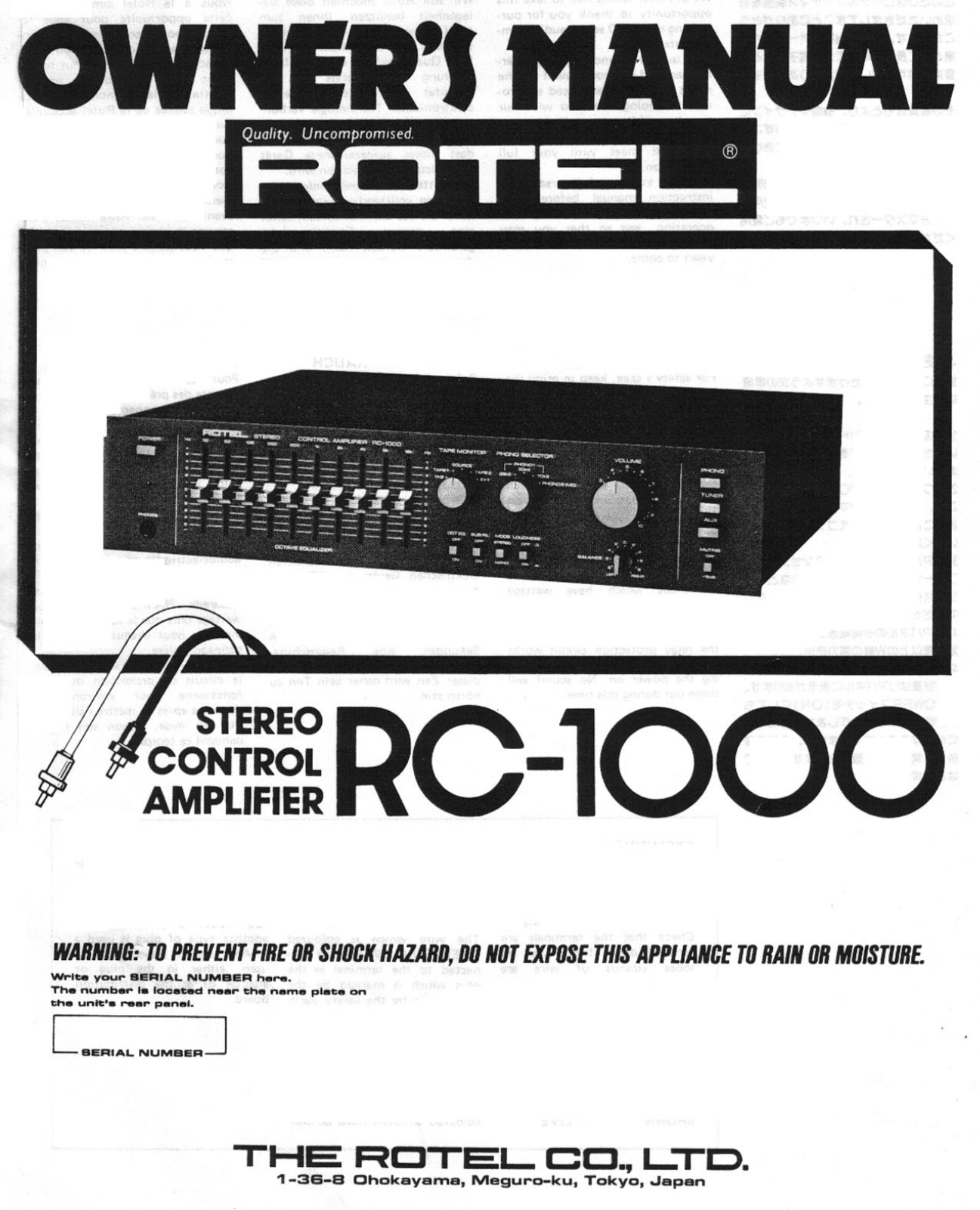 Rotel RC-1000, RC-1921 Owners manual