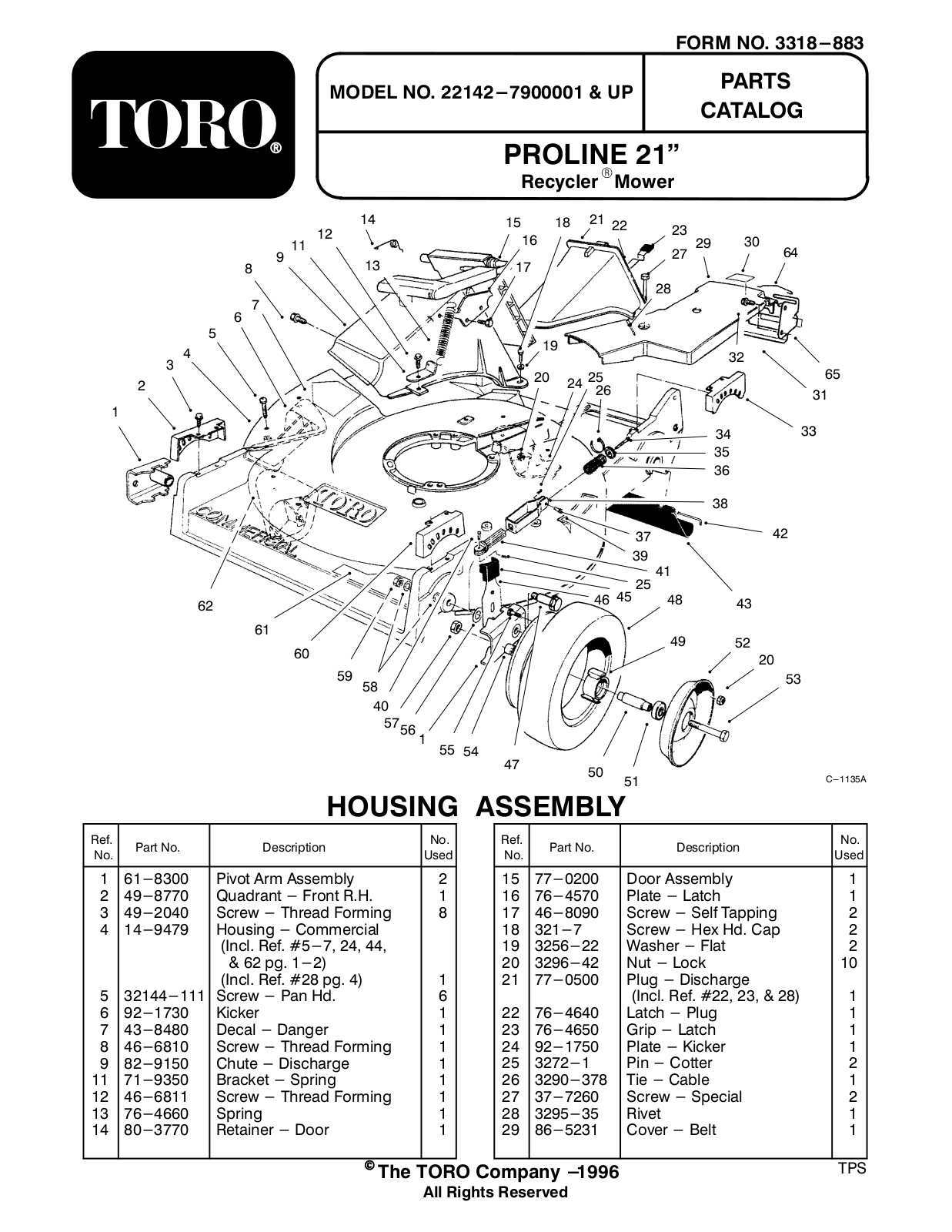 Toro 22142 Parts Catalogue