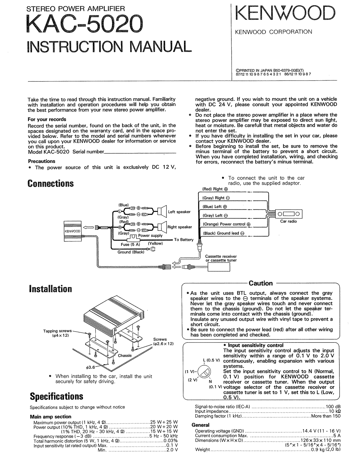 Kenwood KAC-5020 User Manual