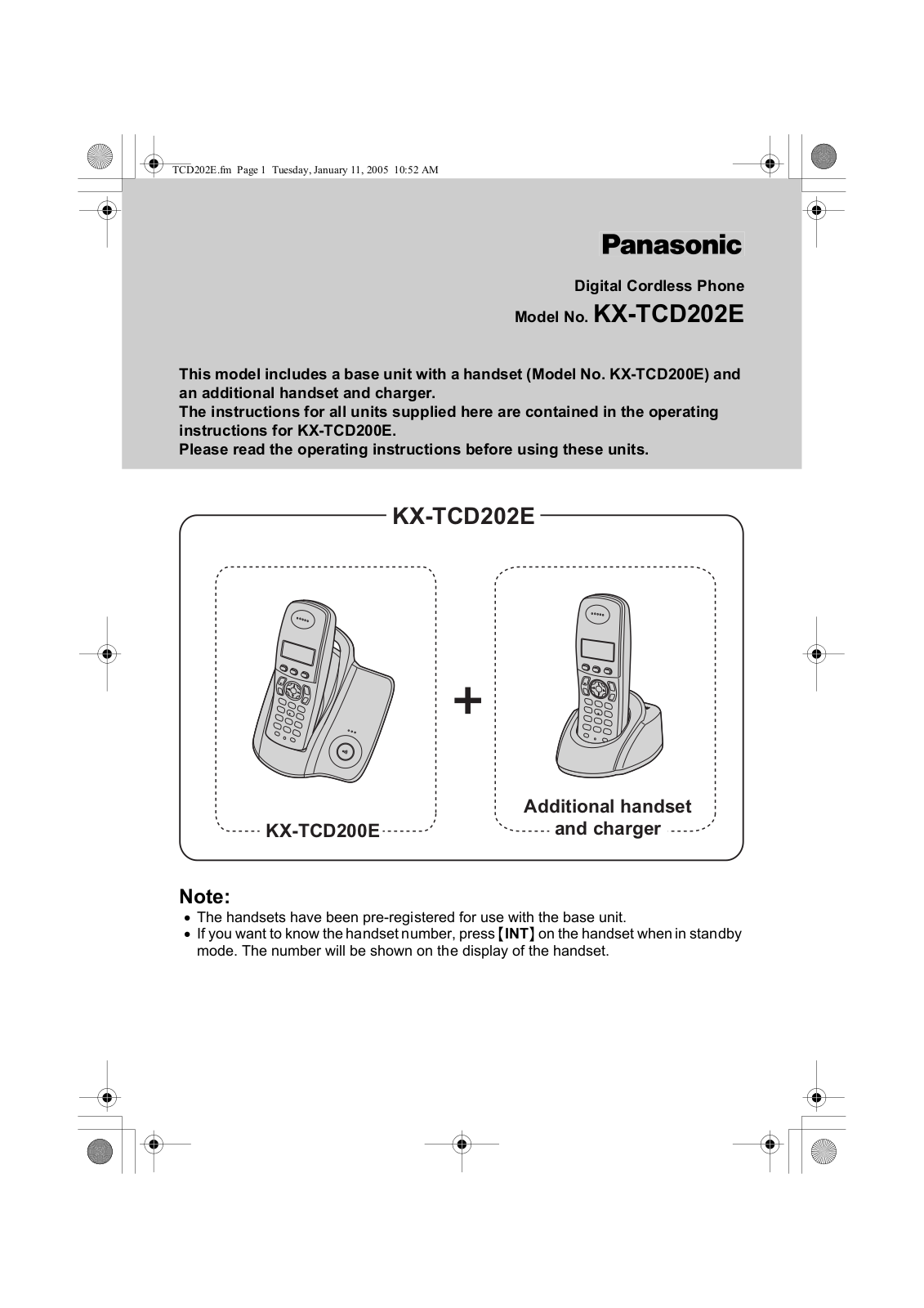 Panasonic KX-TCD202E Operating Instructions