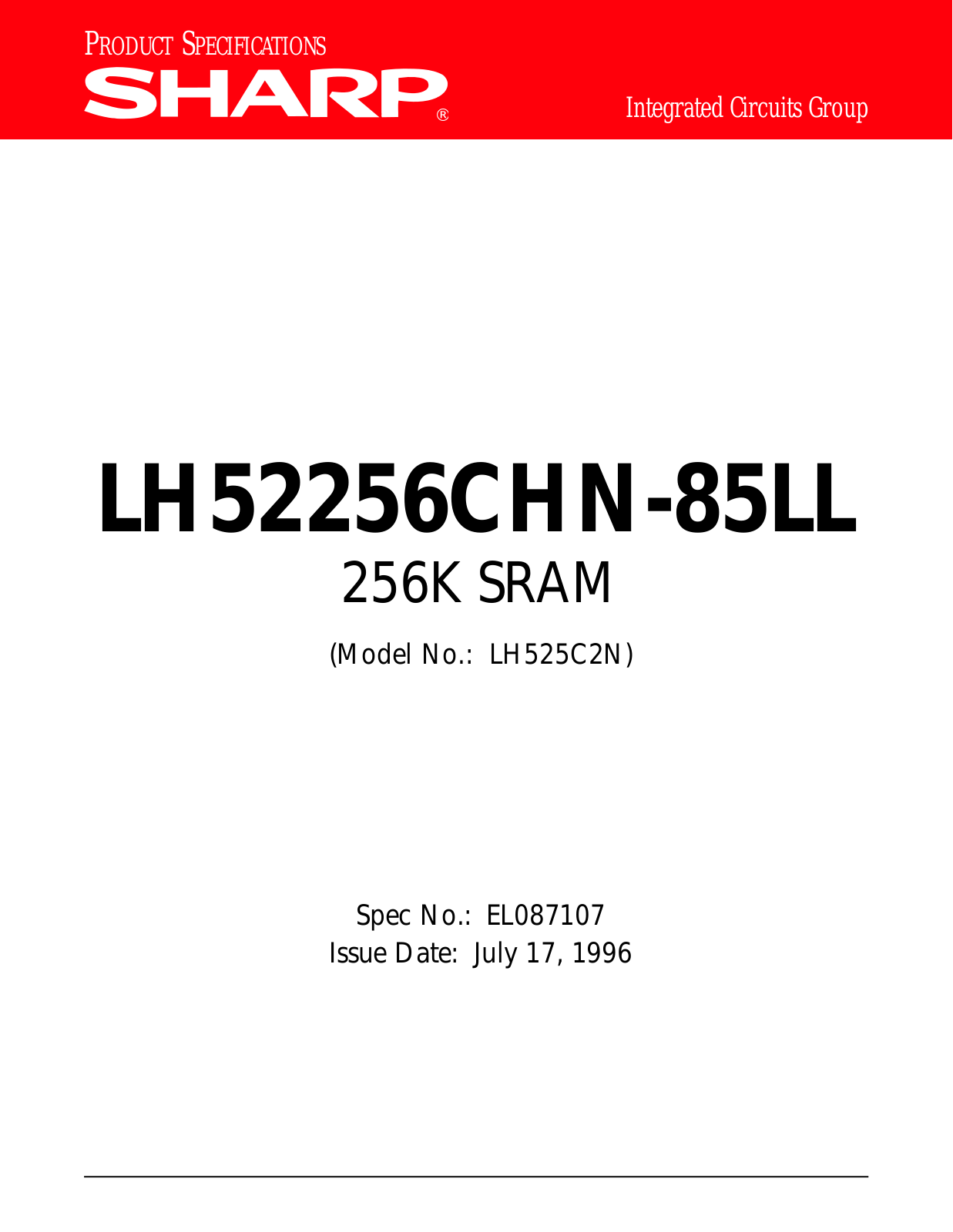 Sharp LH52256CHN-85LL Datasheet