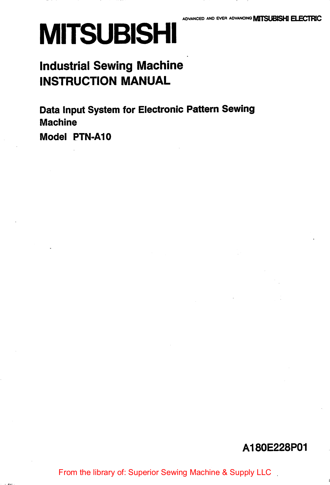 Mitsubishi PTN-A10 Instruction Manual