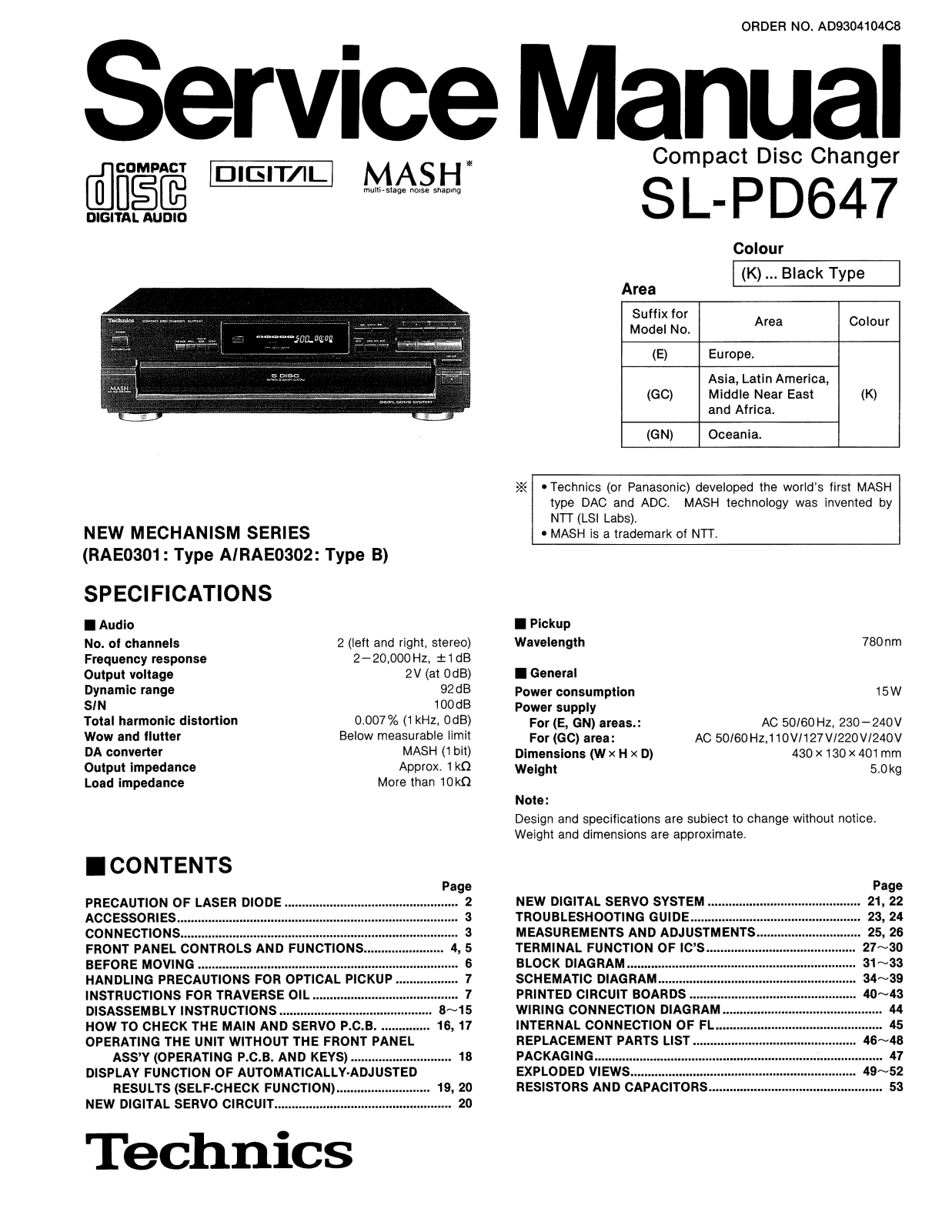 Technics SL-PD-647 Service Manual