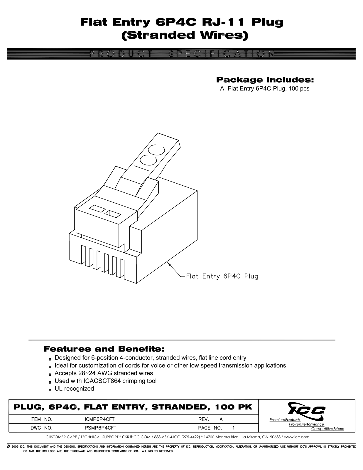 ICC ICMP6P4CFT Specsheet