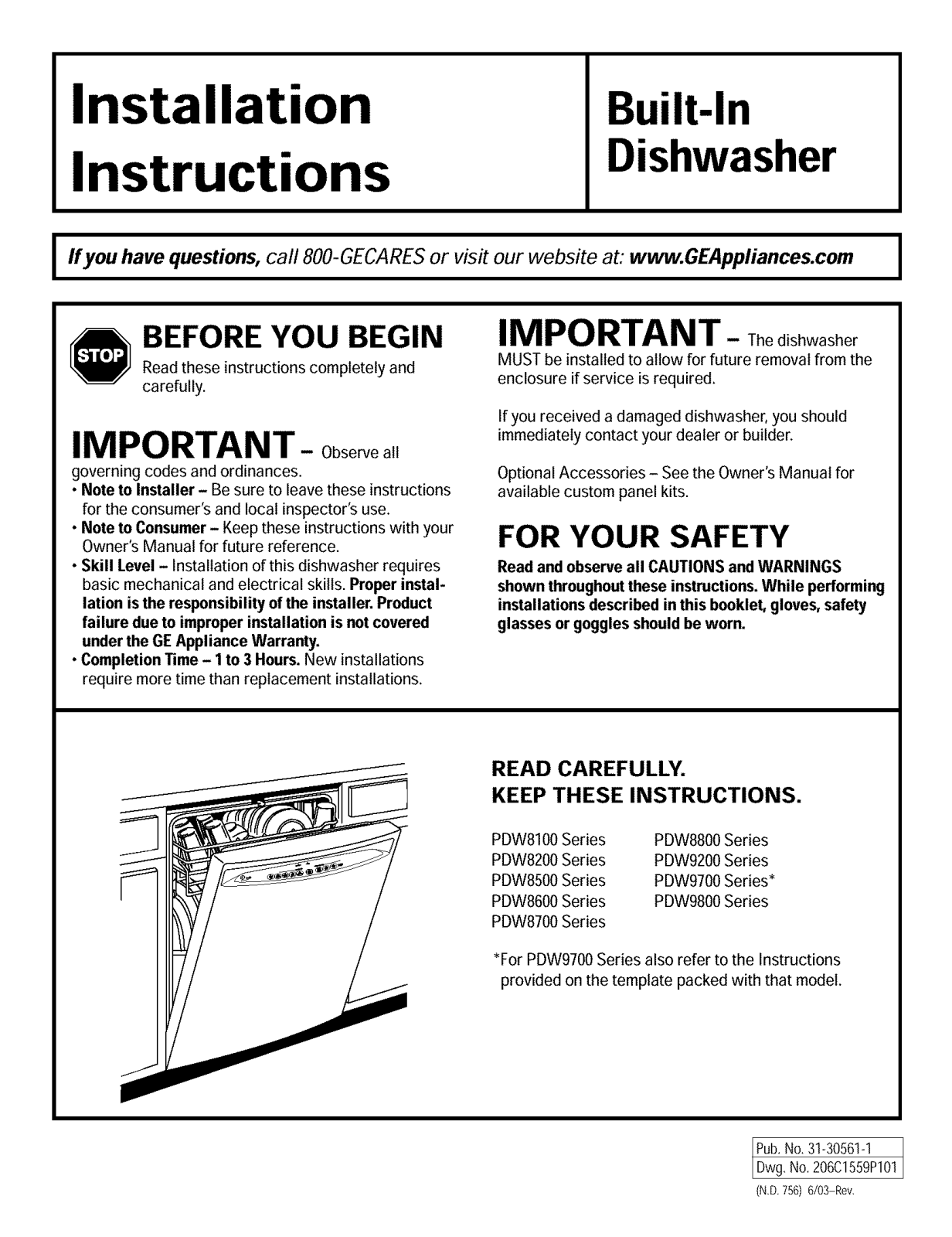 GE PDW8200J10BB, PDW8200J10CC, PDW8200J10WW, PDW8211J10BB, PDW8211J10WW Installation Guide - ManualMachine.com