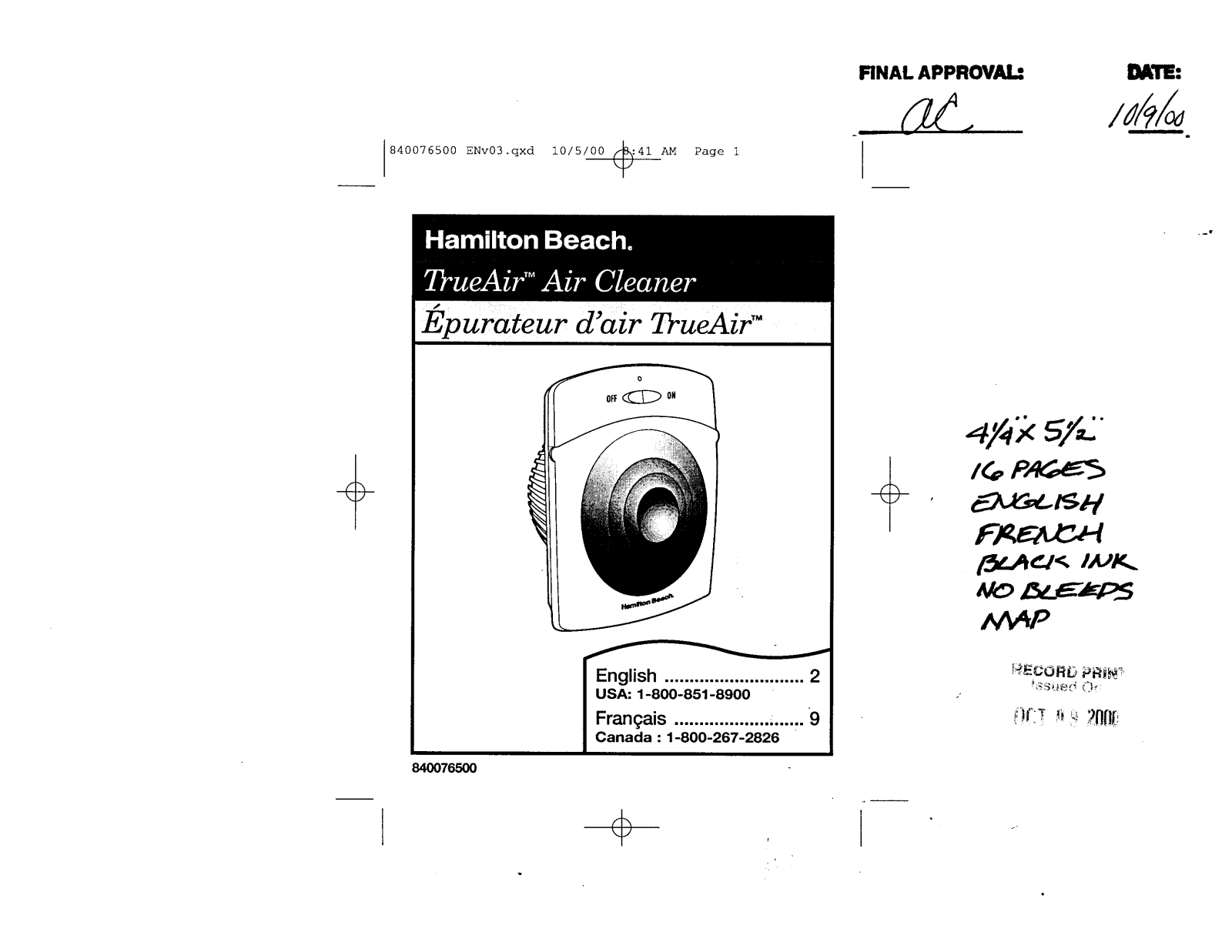 Hamilton Beach 04255 Owner's Manual