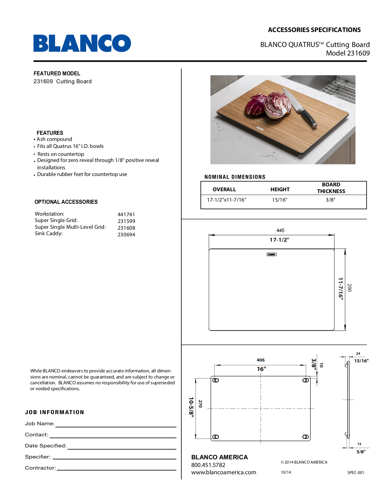 Blanco 231609 Specifications - ManualMachine.com