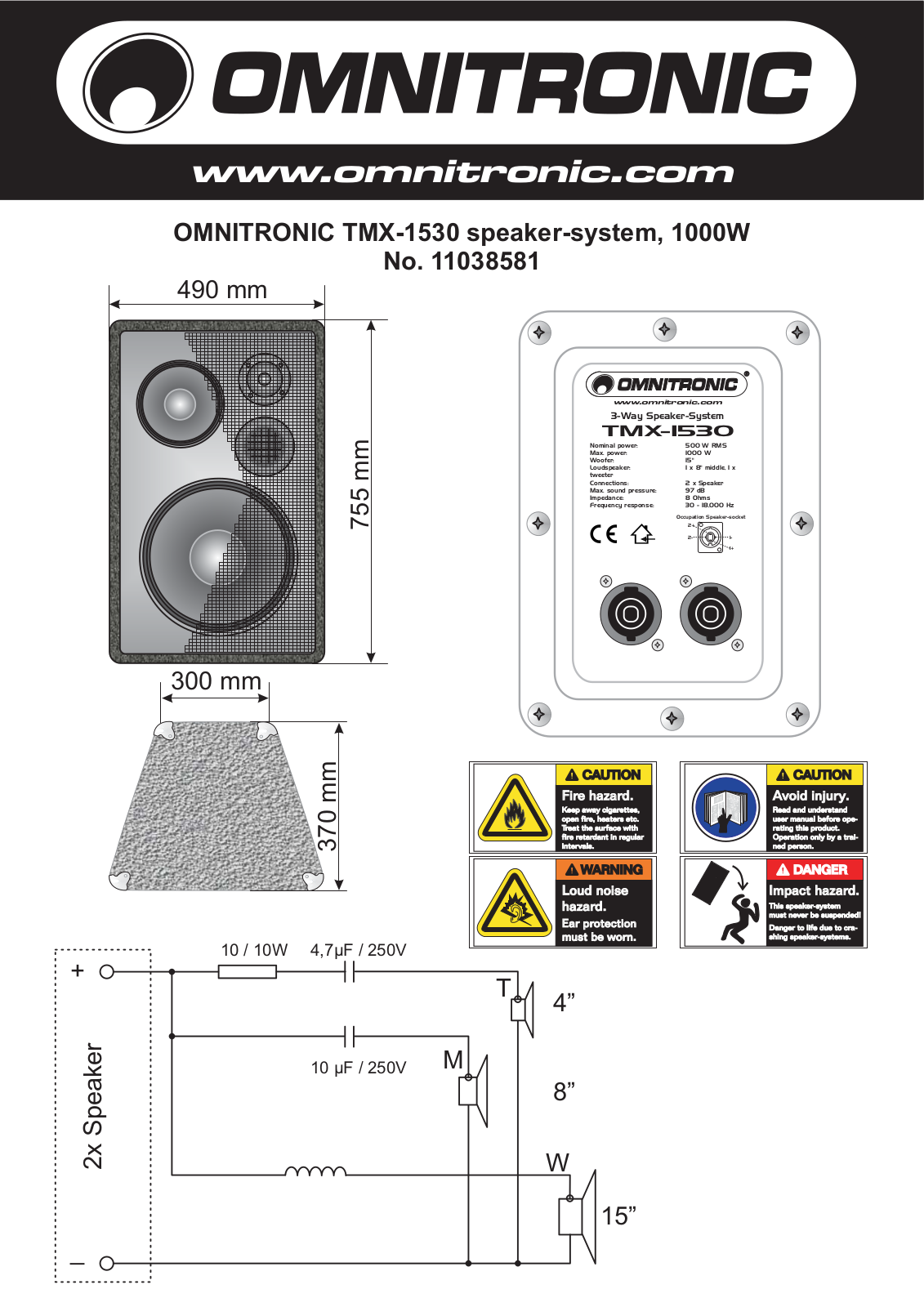 Omnitronic TMX-1530 Data Sheet - ManualMachine.com