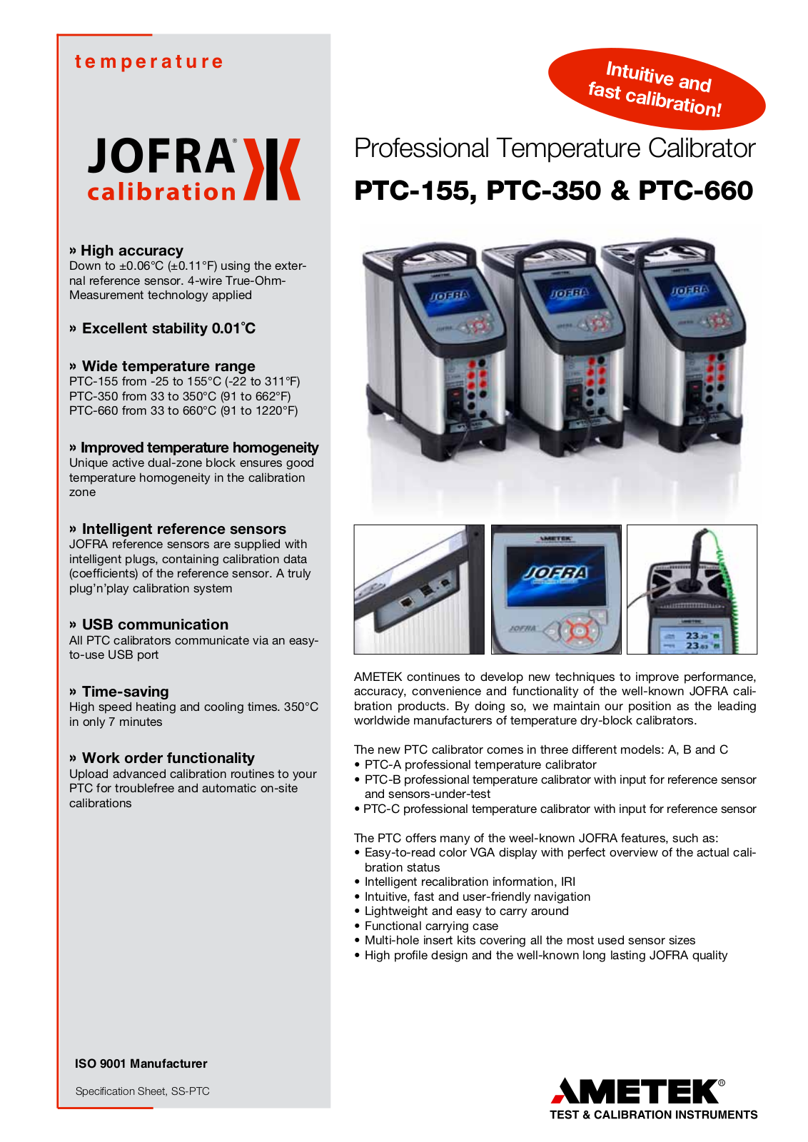 Ametek PTC-155, PTC-350, PTC-660 Data sheet