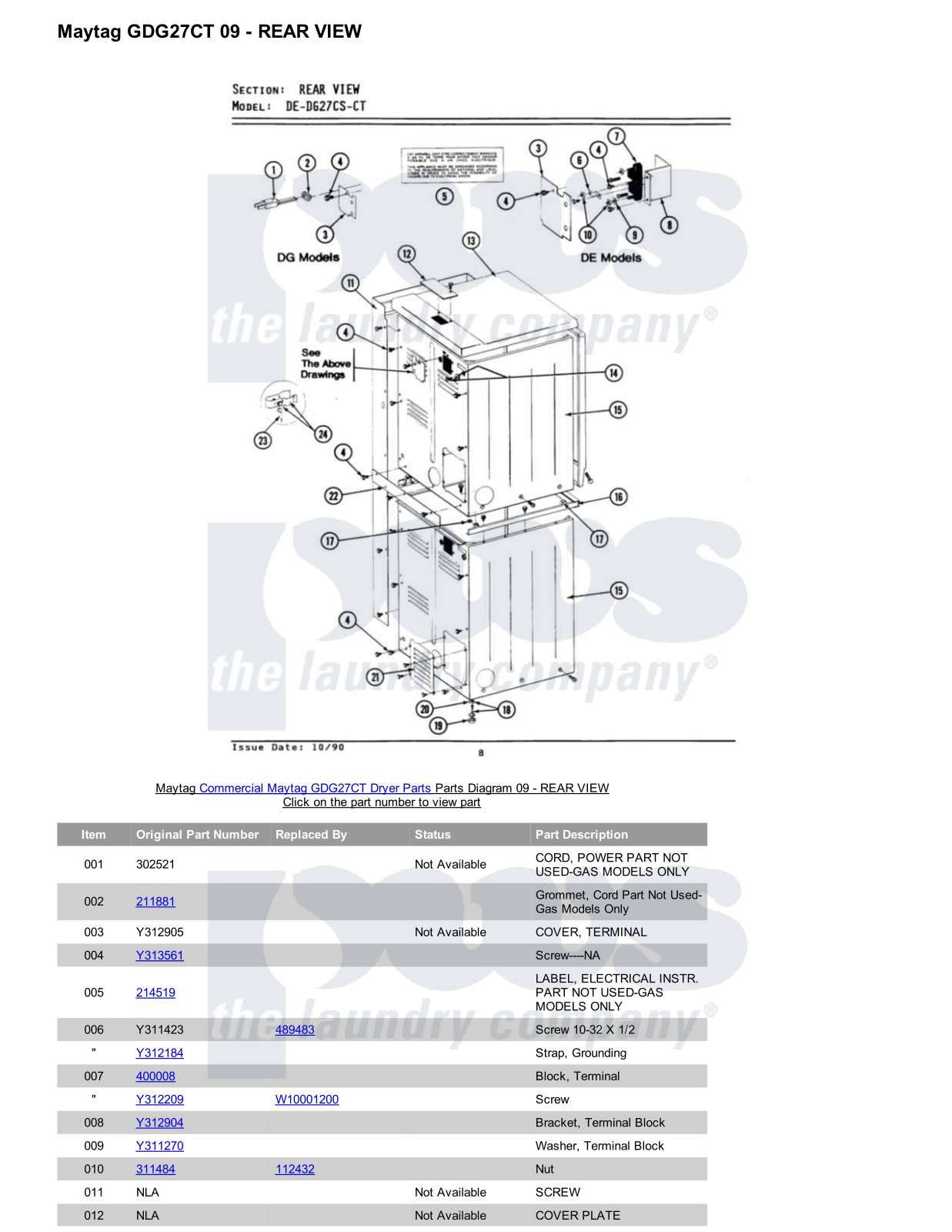 Maytag GDG27CT Parts Diagram