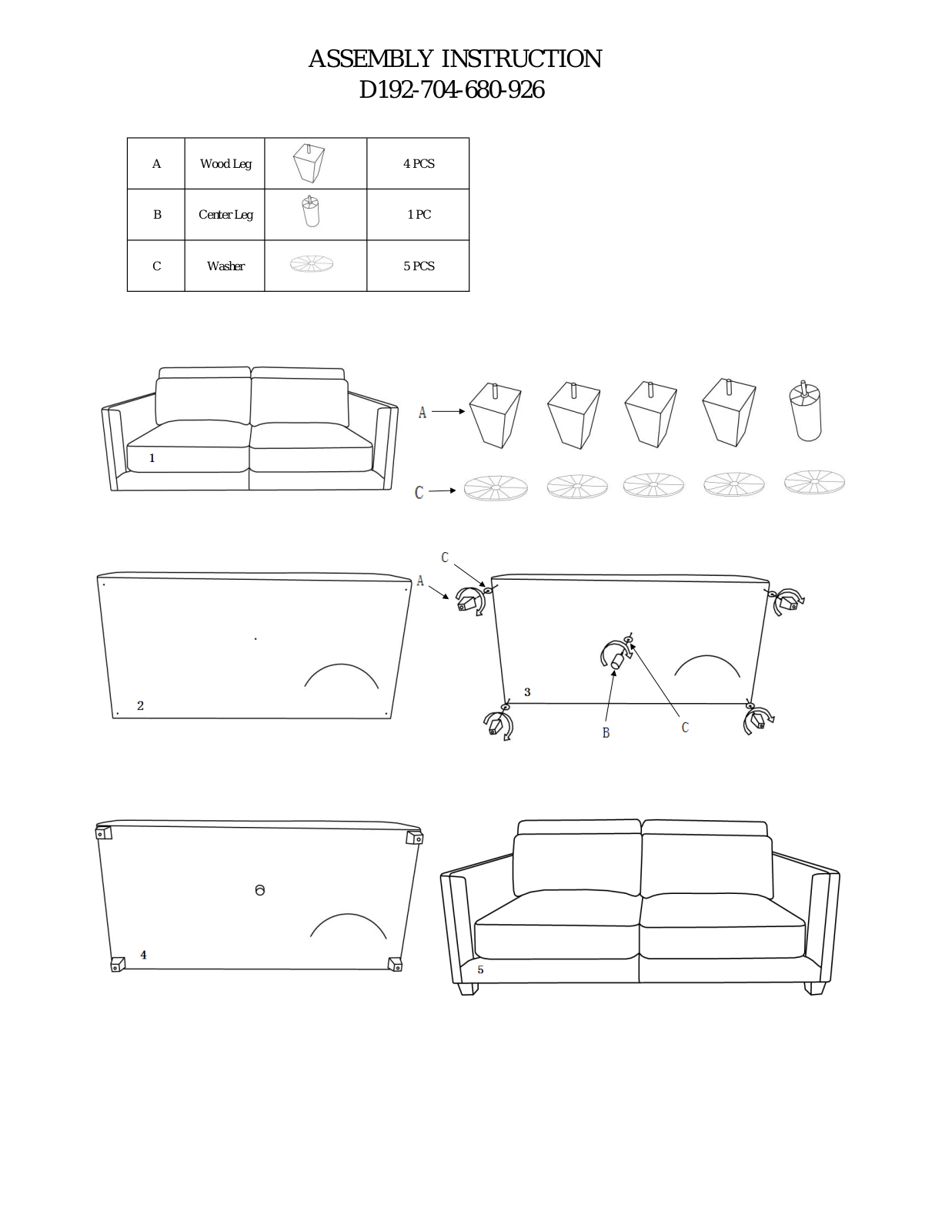 HomeFare D192704682926 Assembly Guide