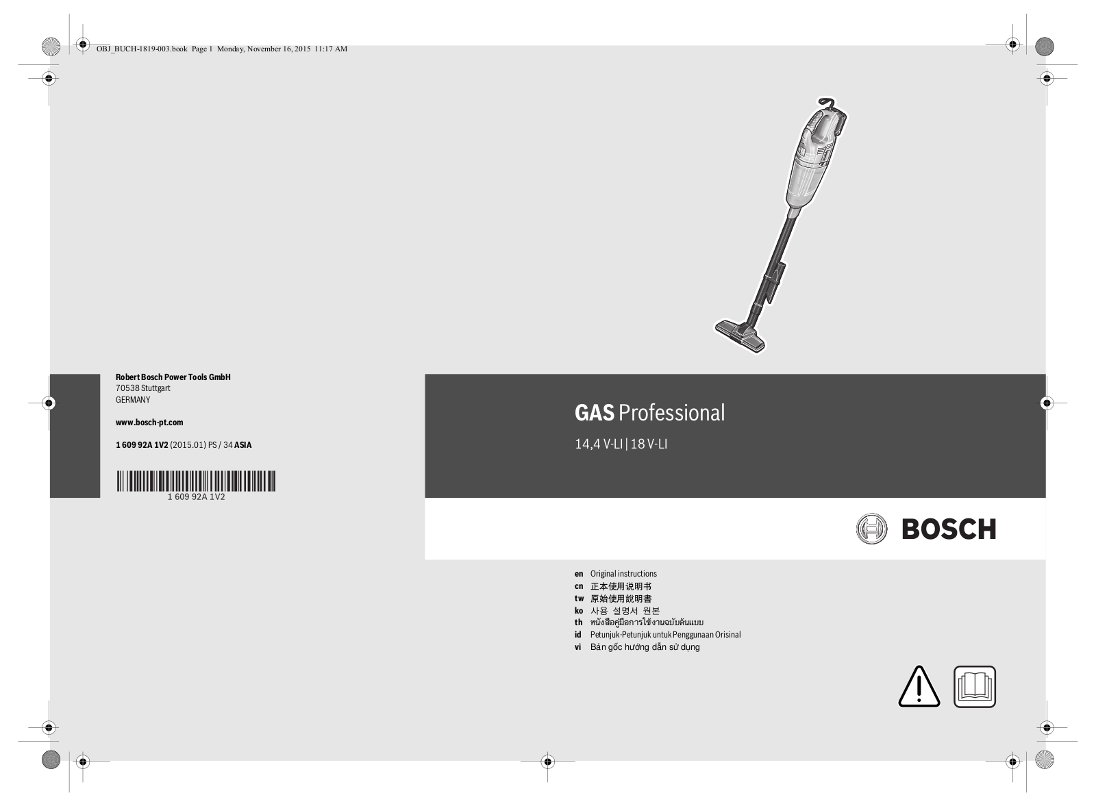 Bosch GAS 14,4V-LI, GAS 18V-LI User Manual