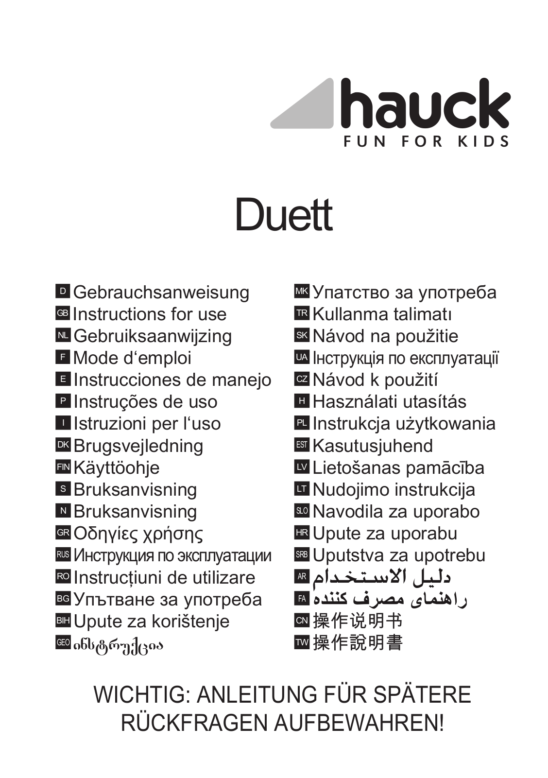 Hauck Duett User Manual