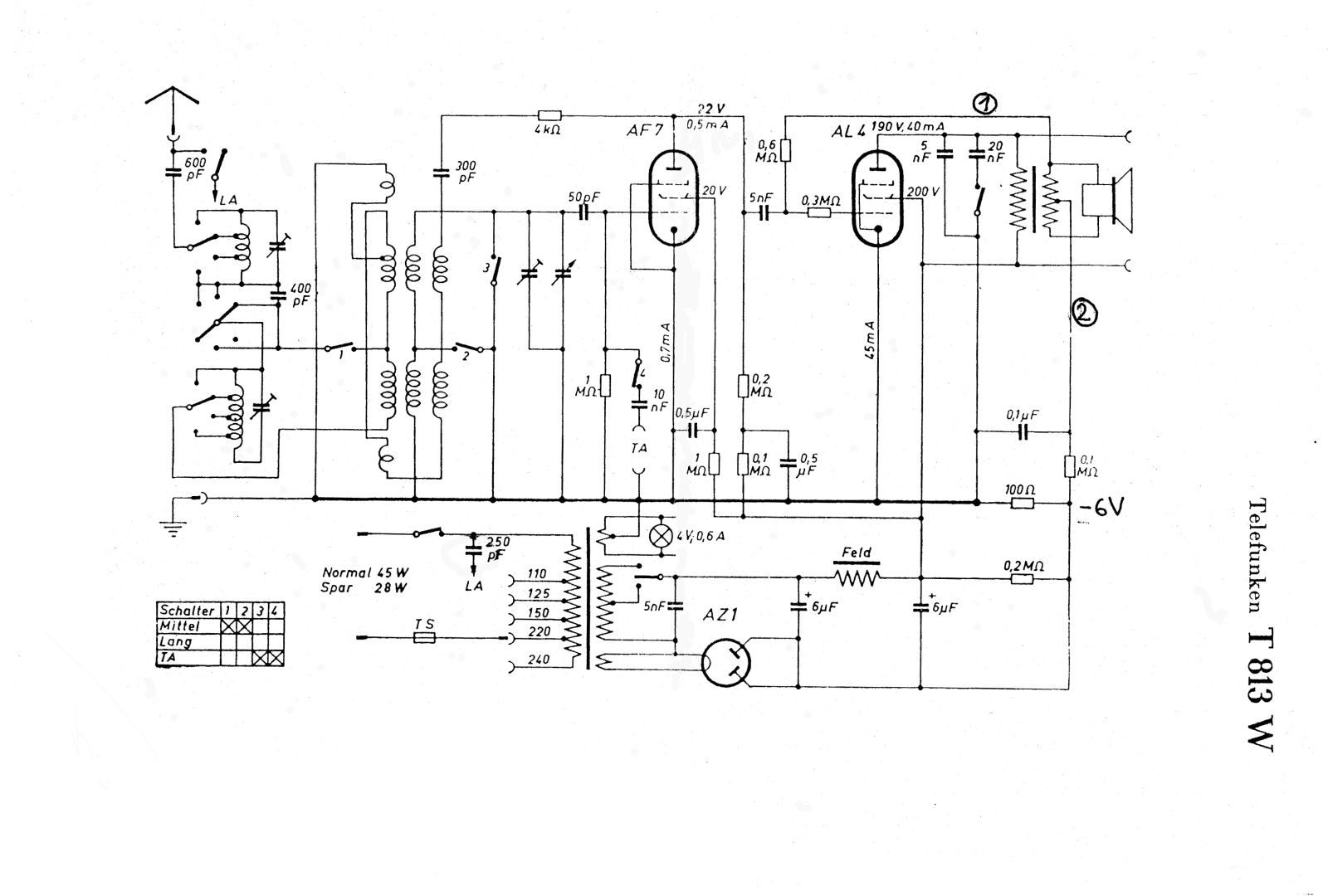 Telefunken 813-W Schematic