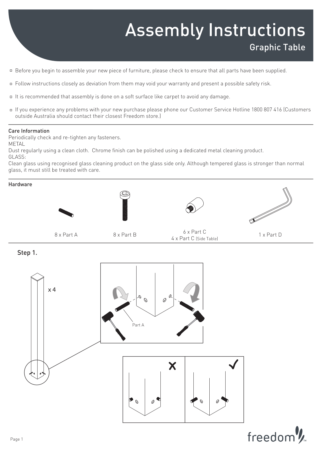 Freedom Graphic Table Assembly Instruction