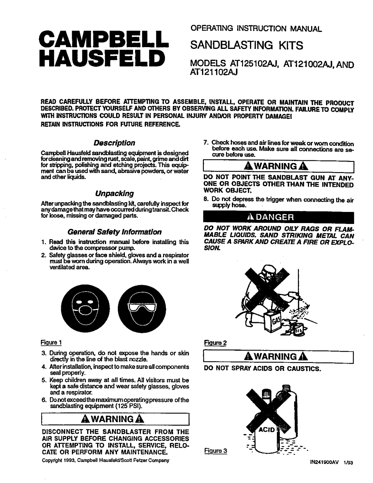 Campbell Hausfeld AT121102AJ, AT125102AJ, AT121002AJ User Manual