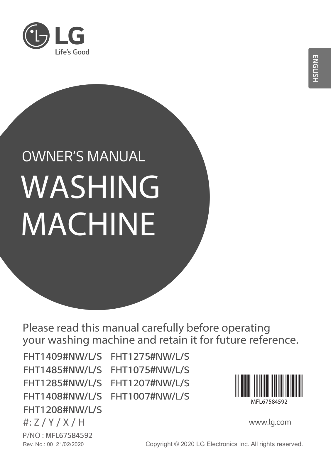 LG FHT1208ZNW Owner’s Manual