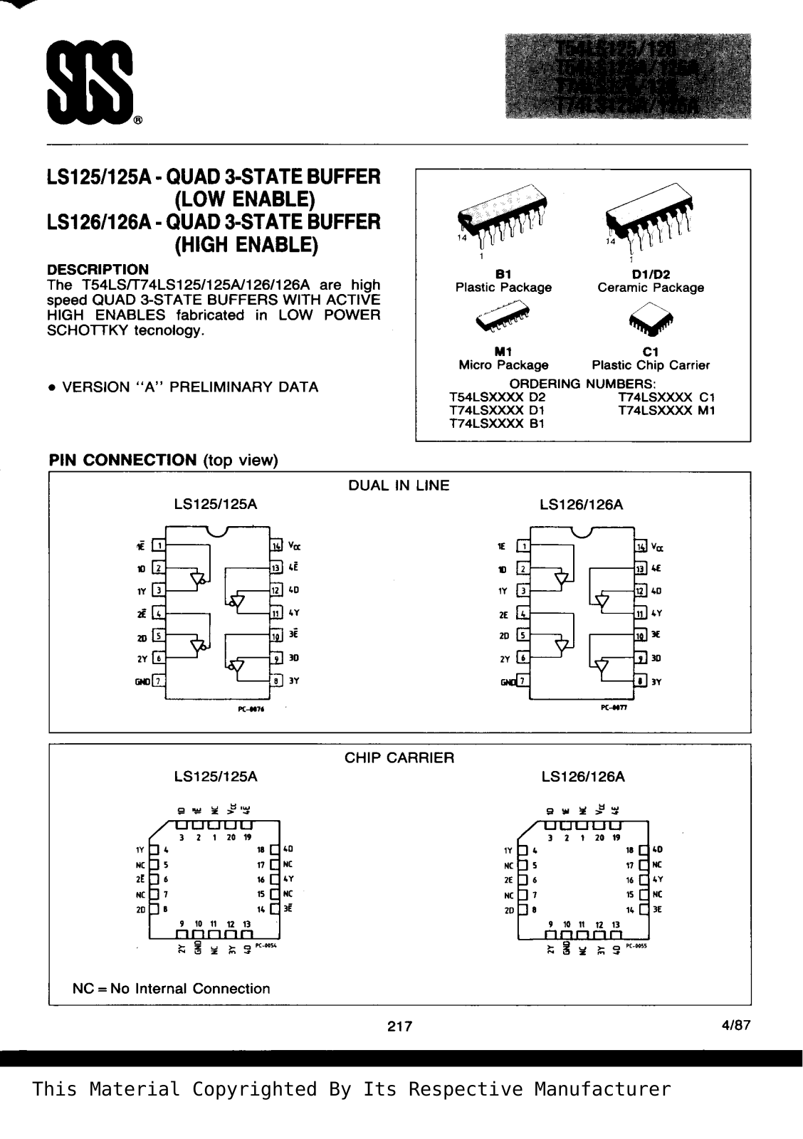 Datasheet T74LS125AB1 Specification - ManualMachine.com